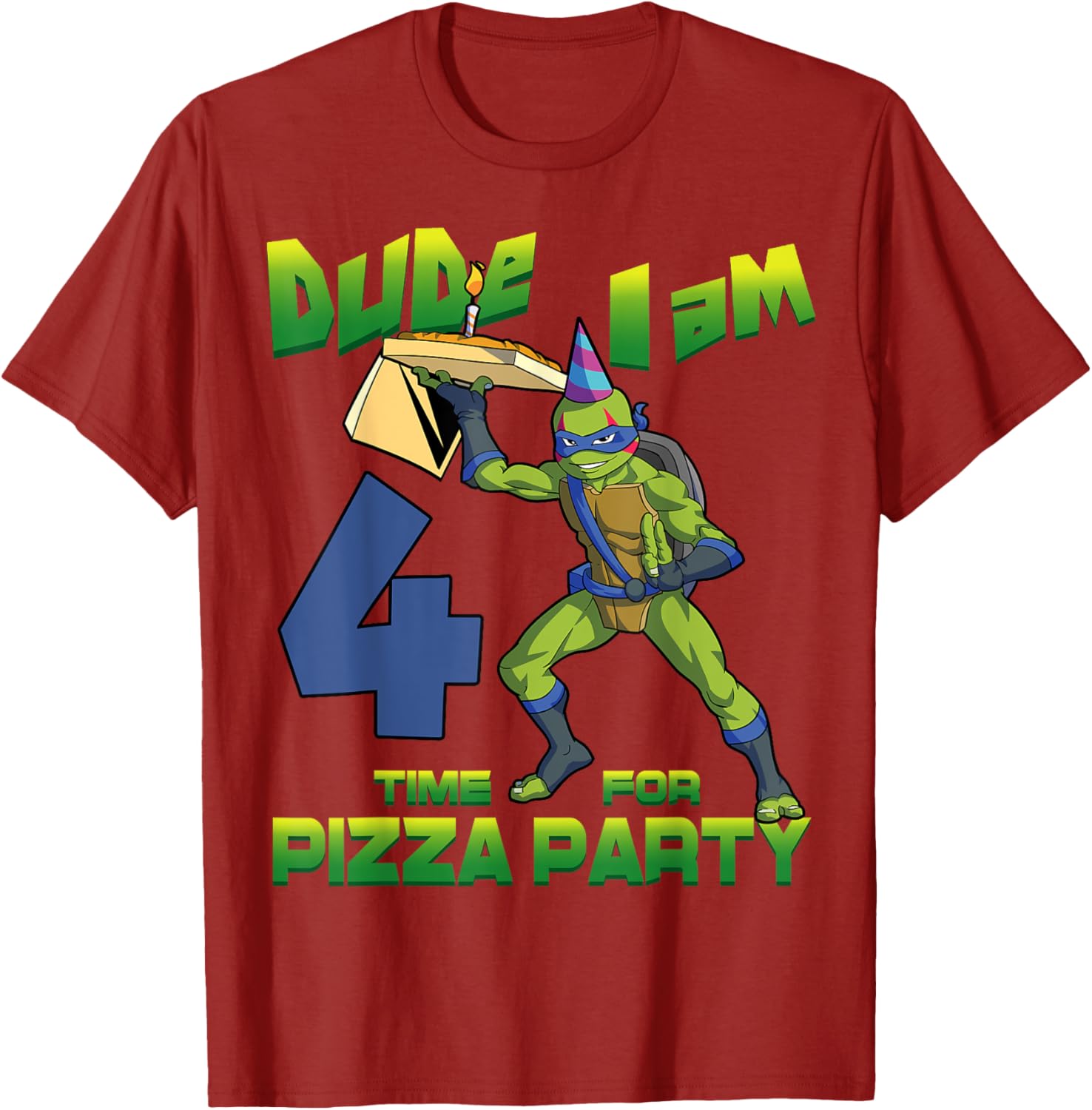 TMNT Leo Pizza Birthday Party T-Shirt for 4 Year Olds - Fun Design - 15