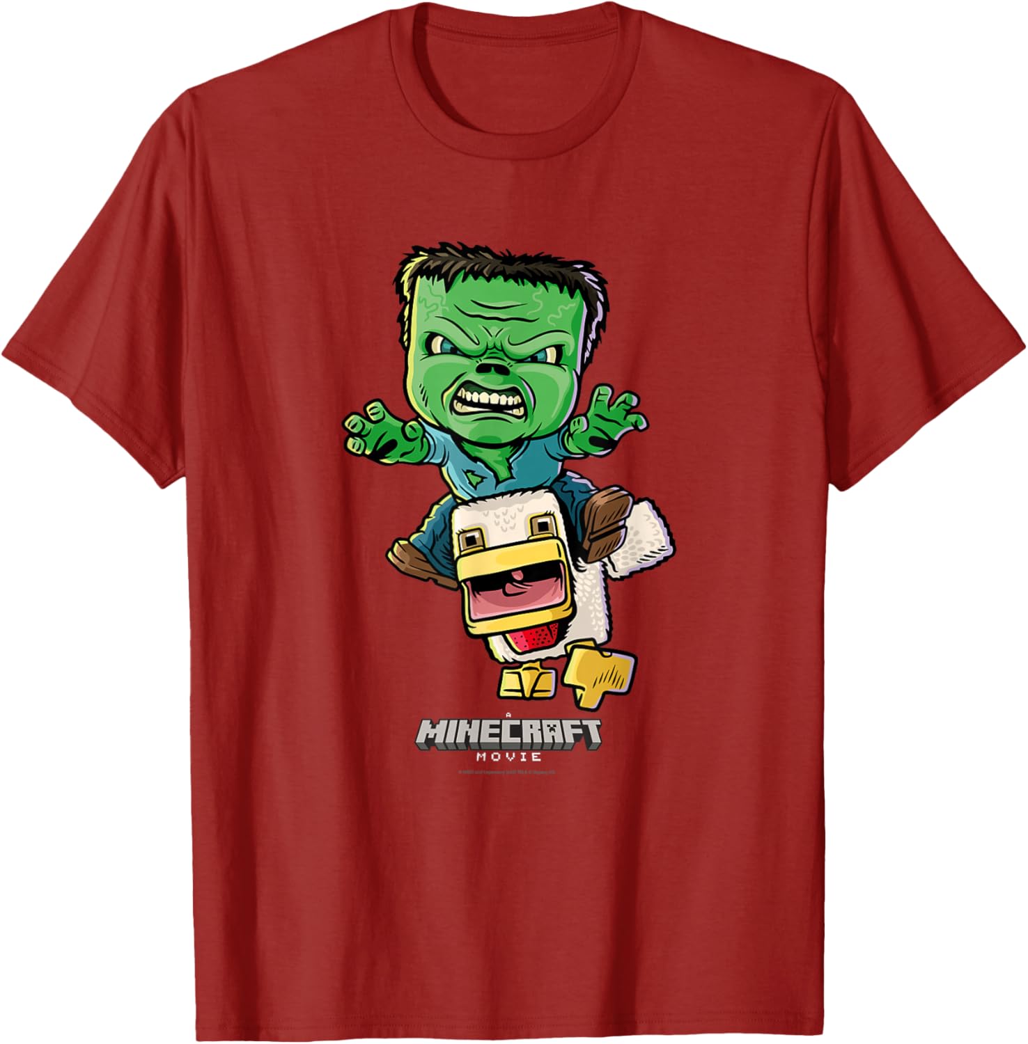 Minecraft Chicken Jockey Baby Zombie Animated T-Shirt for Kids and Fans - 6