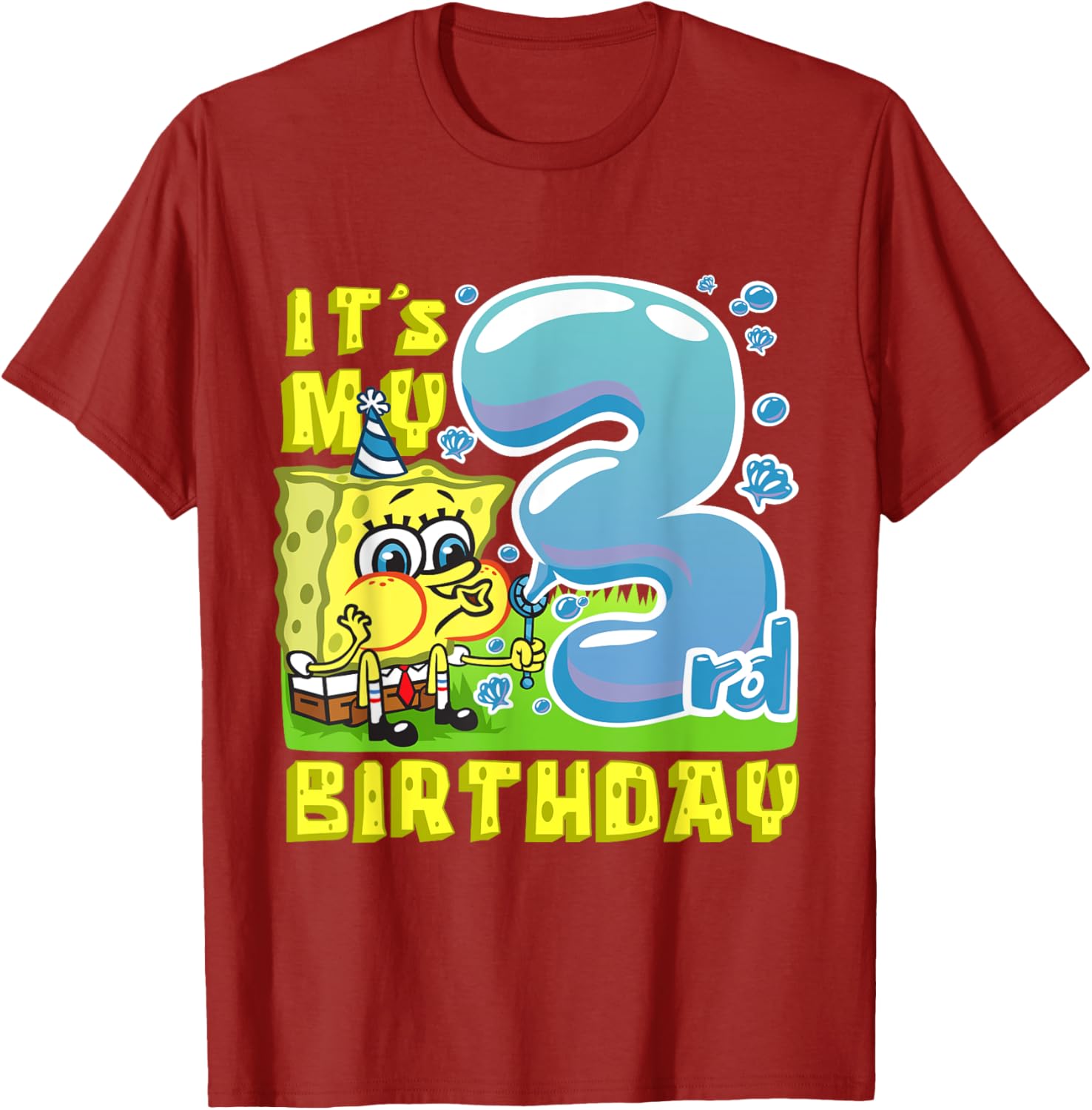 Mademark SpongeBob Third Birthday T-Shirt for Boys and Girls - 16