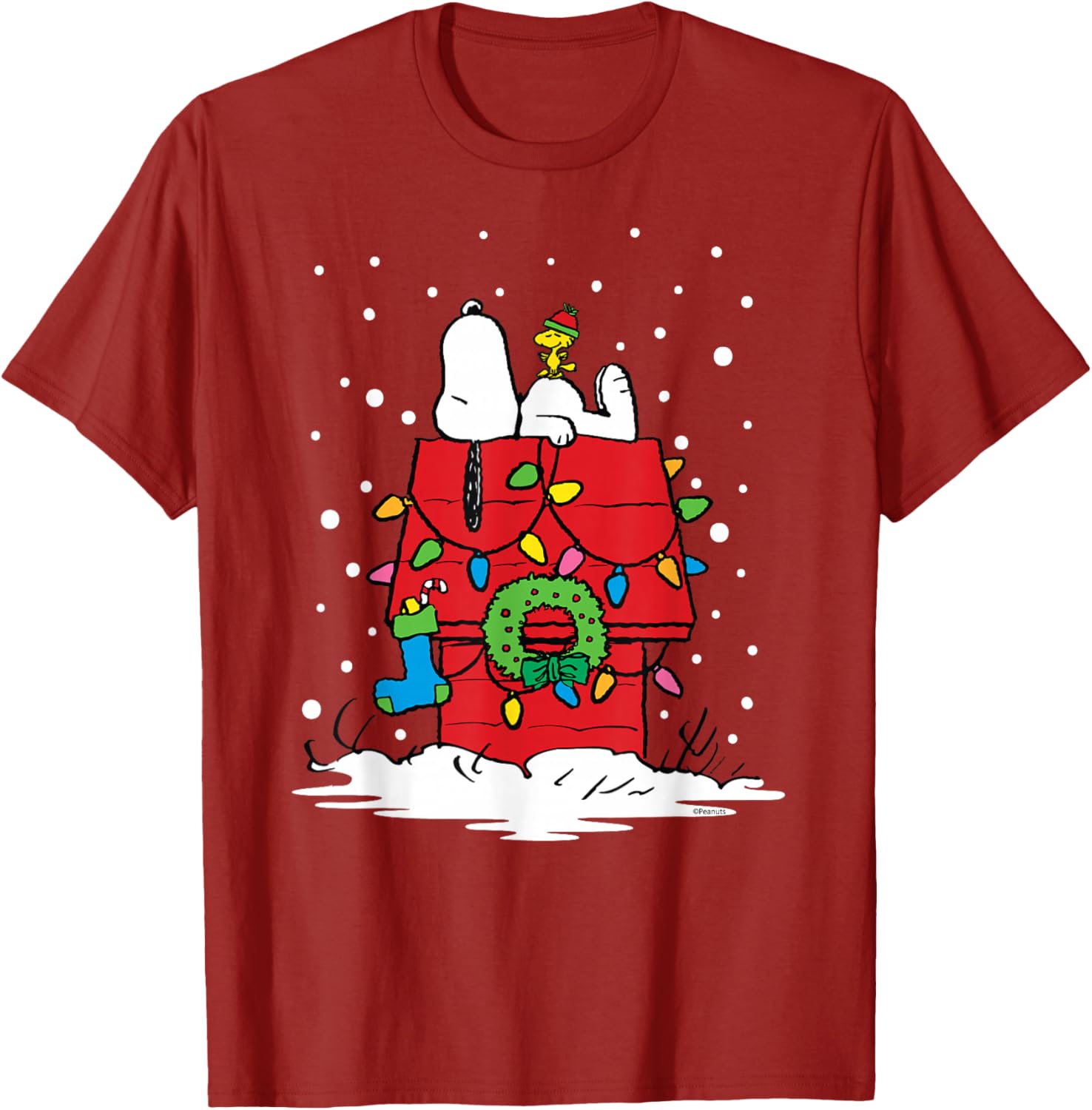 Peanuts Snoopy Woodstock Holiday Stocking T-Shirt for Festive Fun - 7