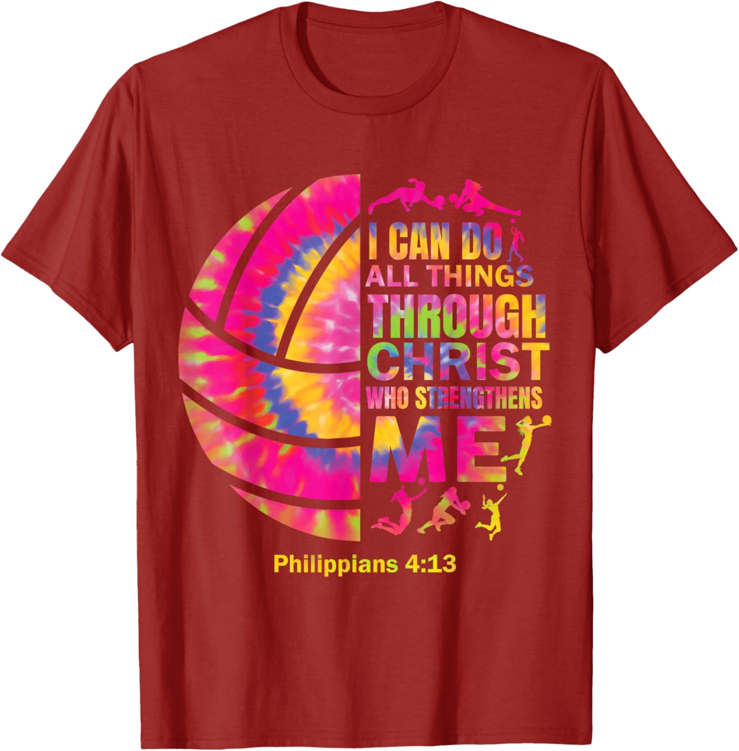 Christian Tie Dye Volleyball T-Shirt for Teen Girls and Women - 1