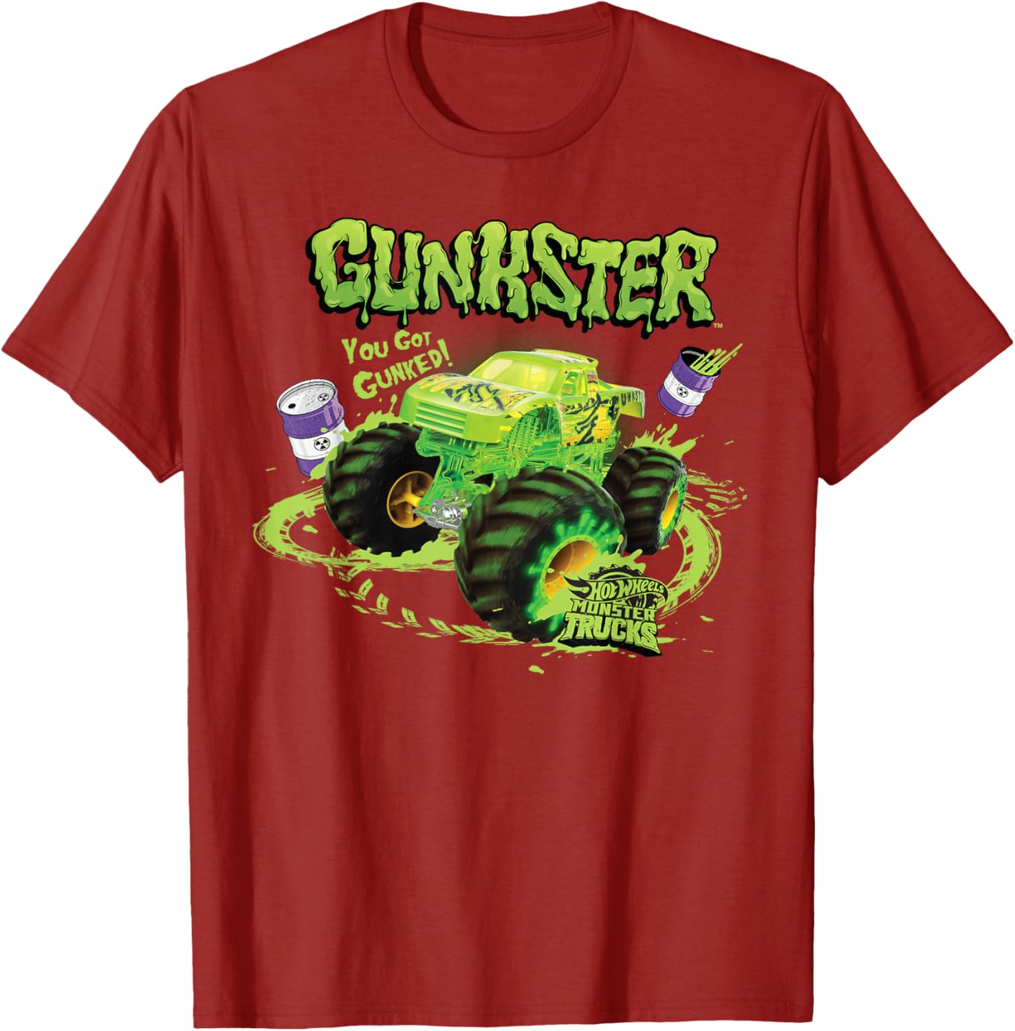 Hot Wheels Monster Trucks Gunkster T-Shirt for Kids Fun Racing Style - 3