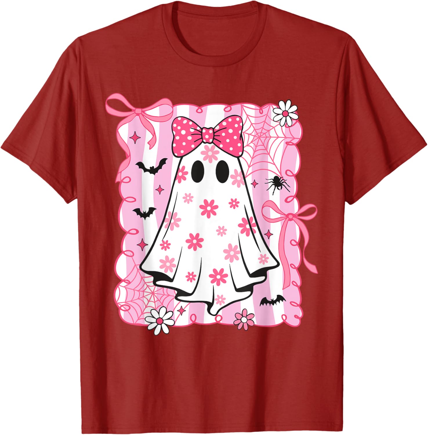 Spooky Vibes Pink Ghost T-Shirt for Women and Kids - Perfect Halloween Style - 6