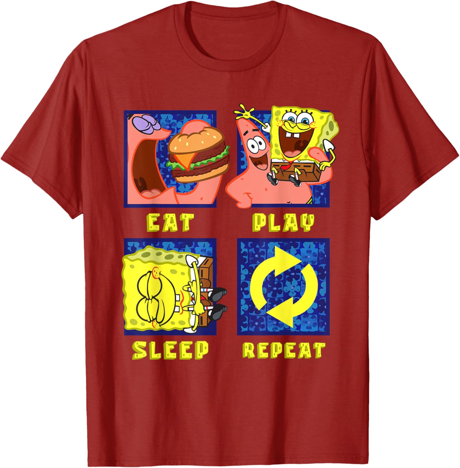 Mademark SpongeBob Eat Play Sleep Repeat Funny T-Shirt for Patrick Fans - 17