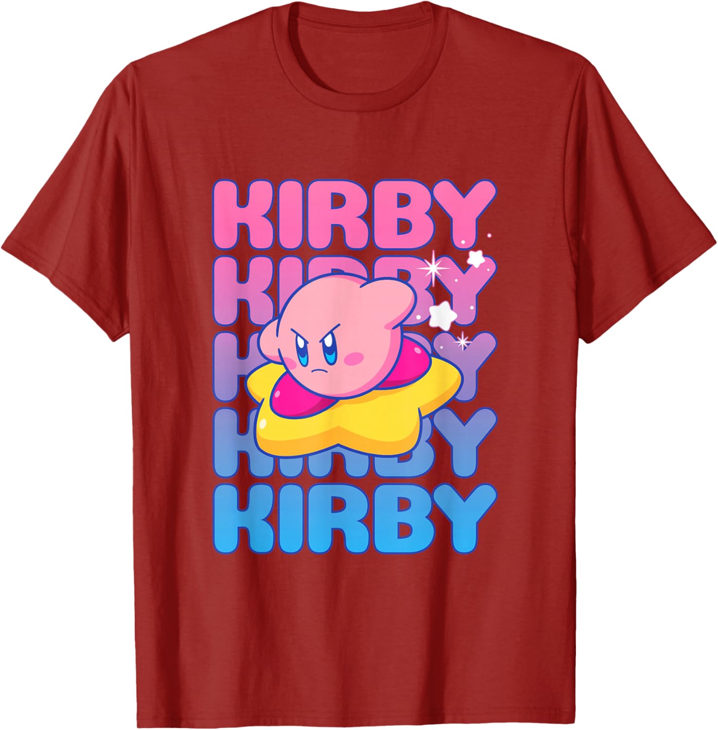 Kirby Nintendo Big Bubble Text Stack T-Shirt for Gamers and Fans - 10