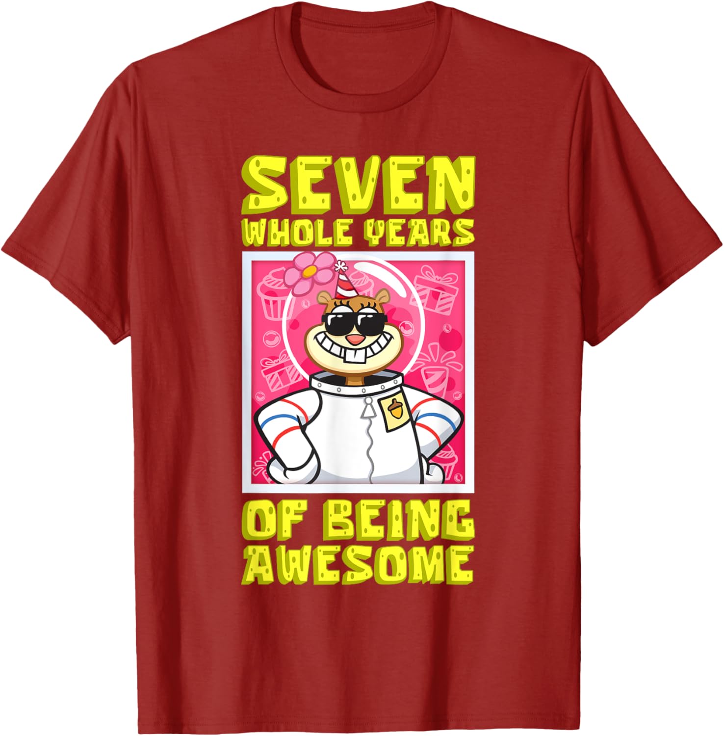 Mademark SpongeBob Sandy 7th Birthday Gift T-Shirt for Girls - 7