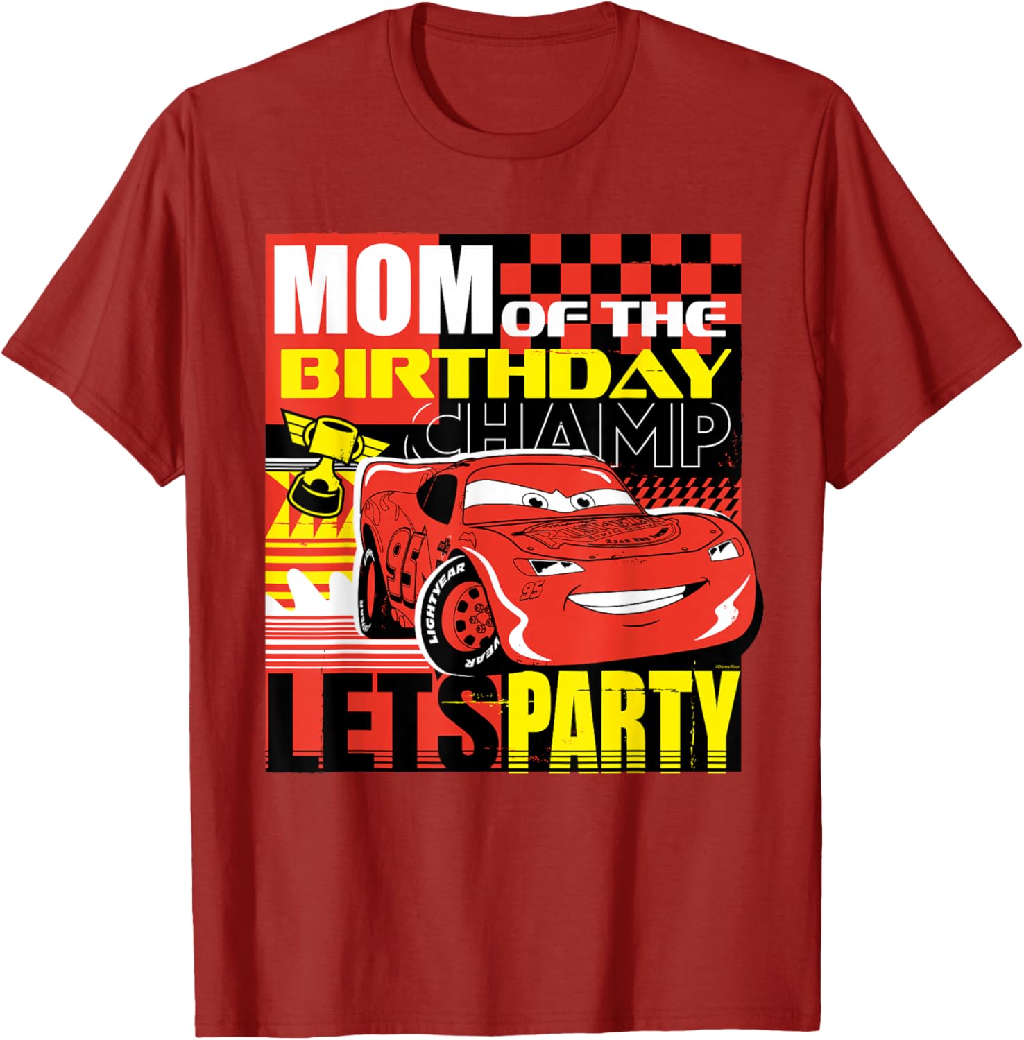 Disney Pixar Cars Mom of the Birthday Champ T-Shirt for Celebrating in Style - 1