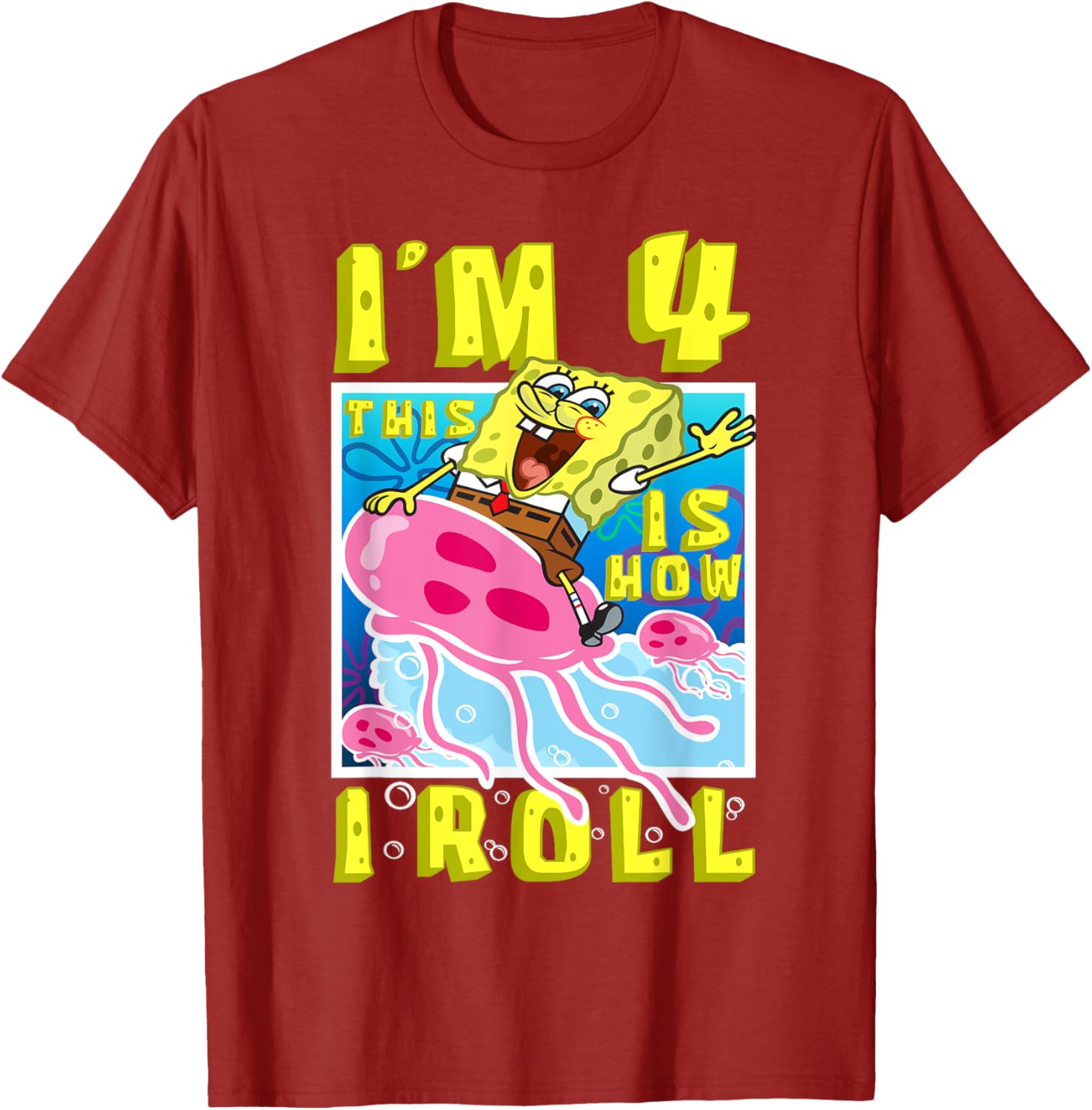 SpongeBob 4th Birthday T-Shirt Im 4 This Is How I Roll Kids Apparel - 18