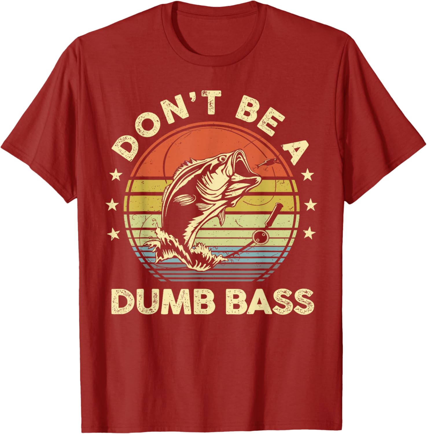 Funny Fishing Dad T-Shirt Don't Be Dumb Bass Fish Graphic Tee - 5