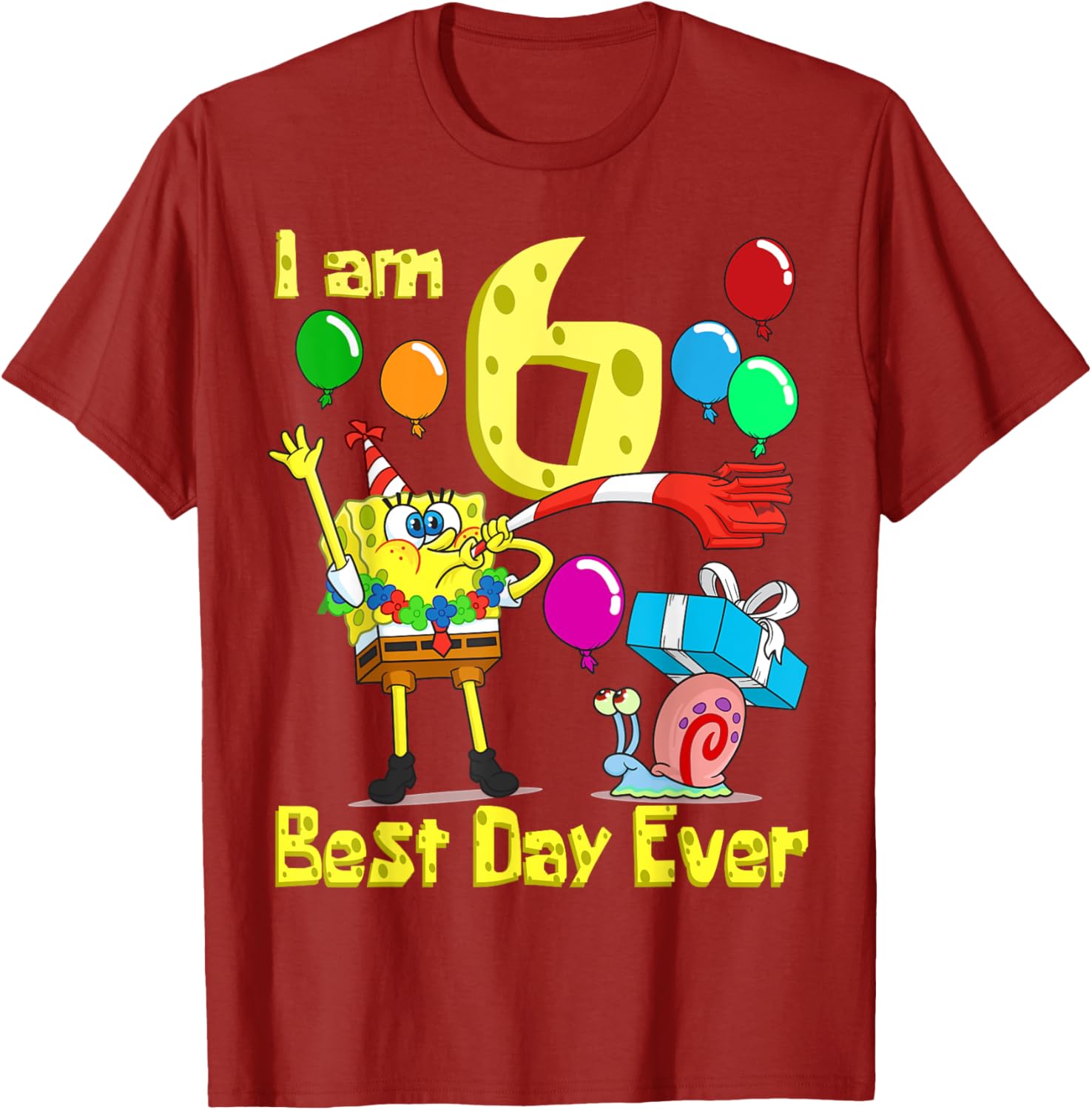 SpongeBob SquarePants Birthday T-Shirt for 6 Year Olds Fun Party Wear - 8
