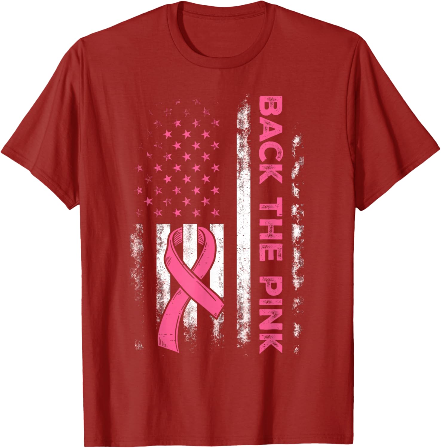 Back The Pink US Flag Breast Cancer Awareness T-Shirt for All Ages - 13