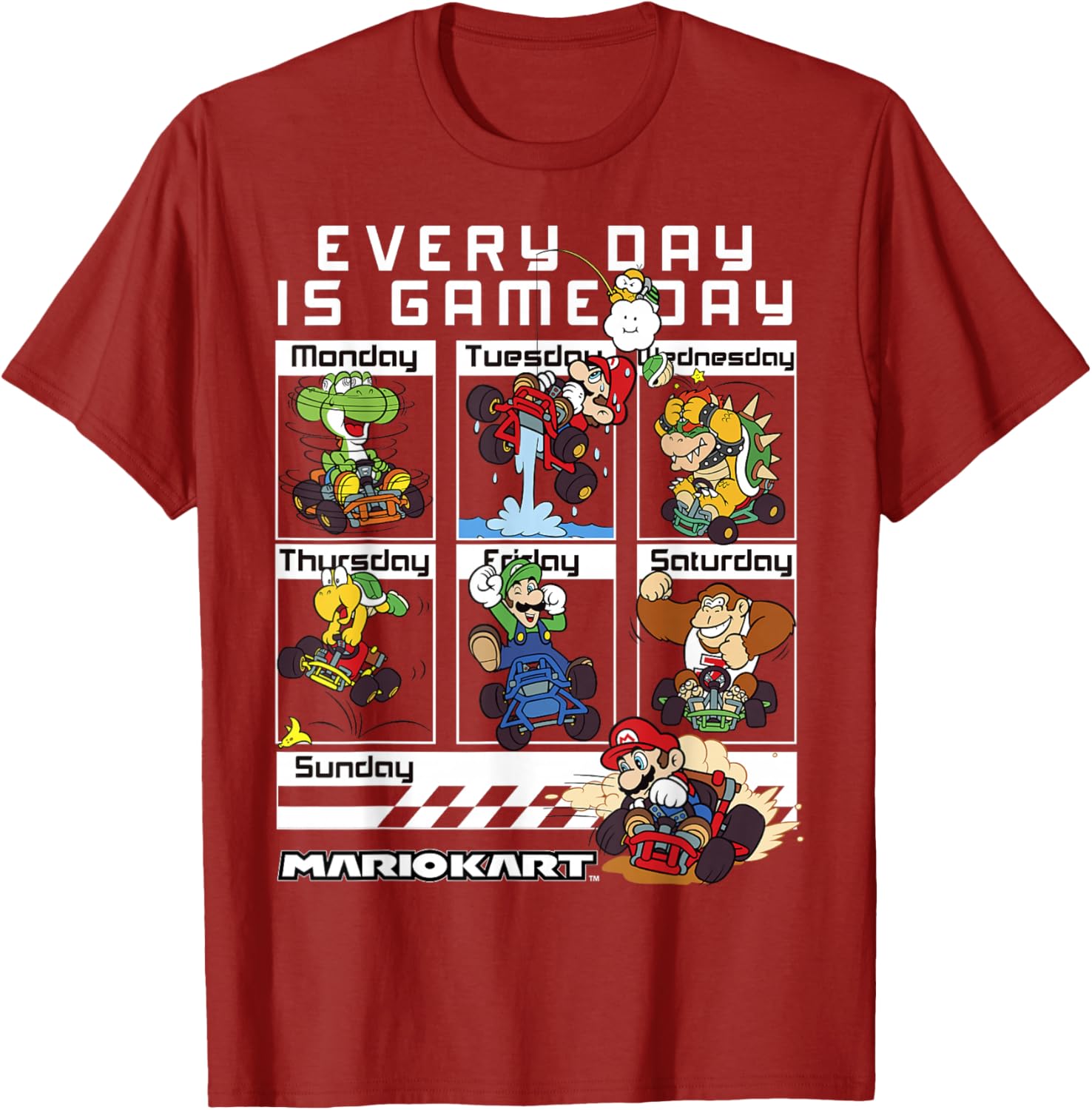 Mario Kart Everyday Is Game Day Graphic T-Shirt for Gamers and Fans - 5