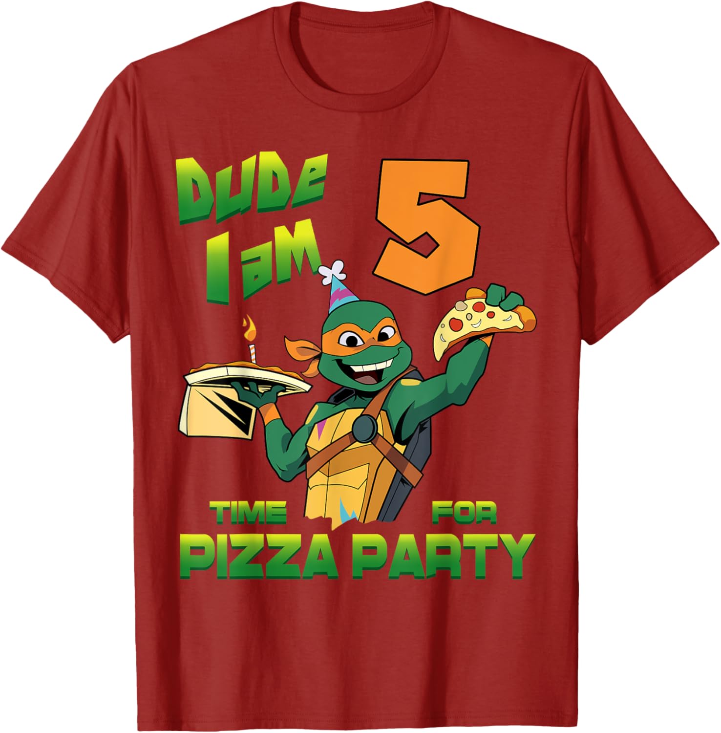 Mademark Teenage Mutant Ninja Turtles Mikey Pizza Birthday T-Shirt for Kids - 11