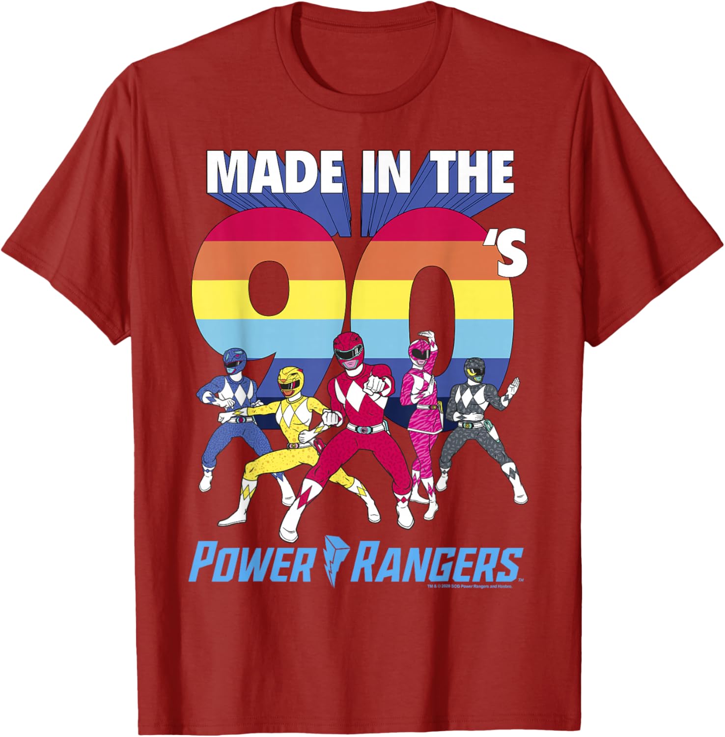 90's Power Rangers Retro Rainbow Stripe Logo T-Shirt for Fans - 2