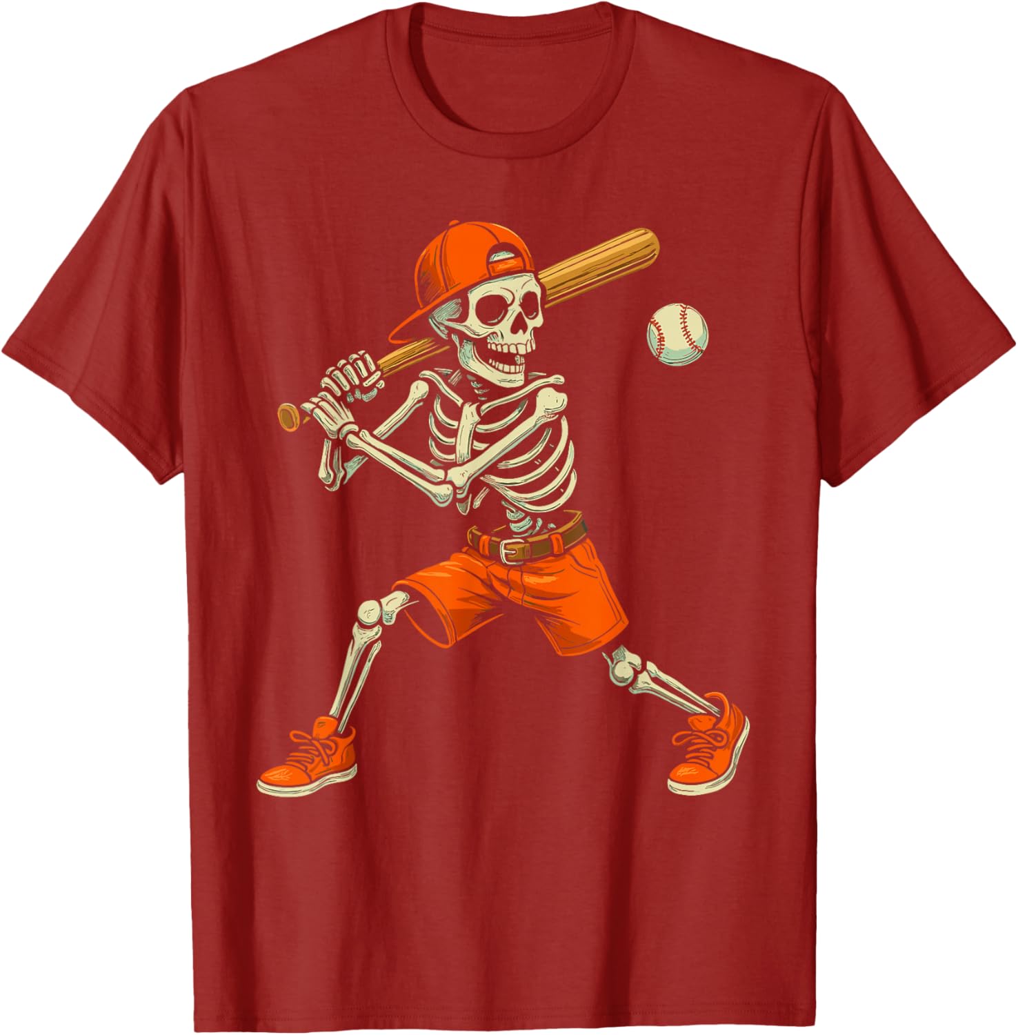 Funny Skeleton Baseball Halloween Costume T-Shirt for Kids and Men - 11