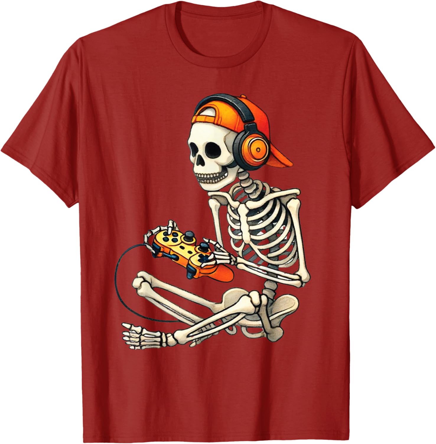 Cool Halloween Skeleton Gamer Tee for Boys and Men - Fun Graphic T-Shirt - 15