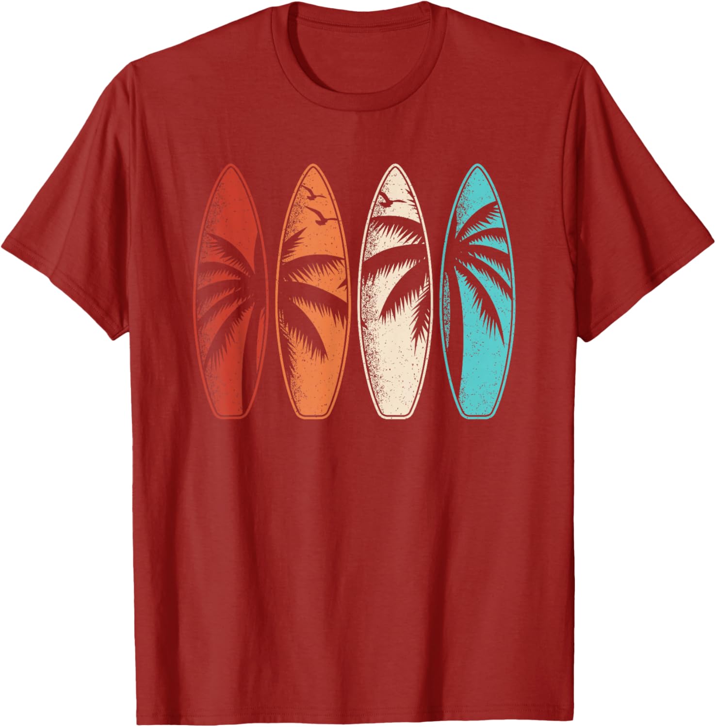 Tropical Hawaii Surfing Palm Tree Retro Surfboard T-Shirt Design - 14