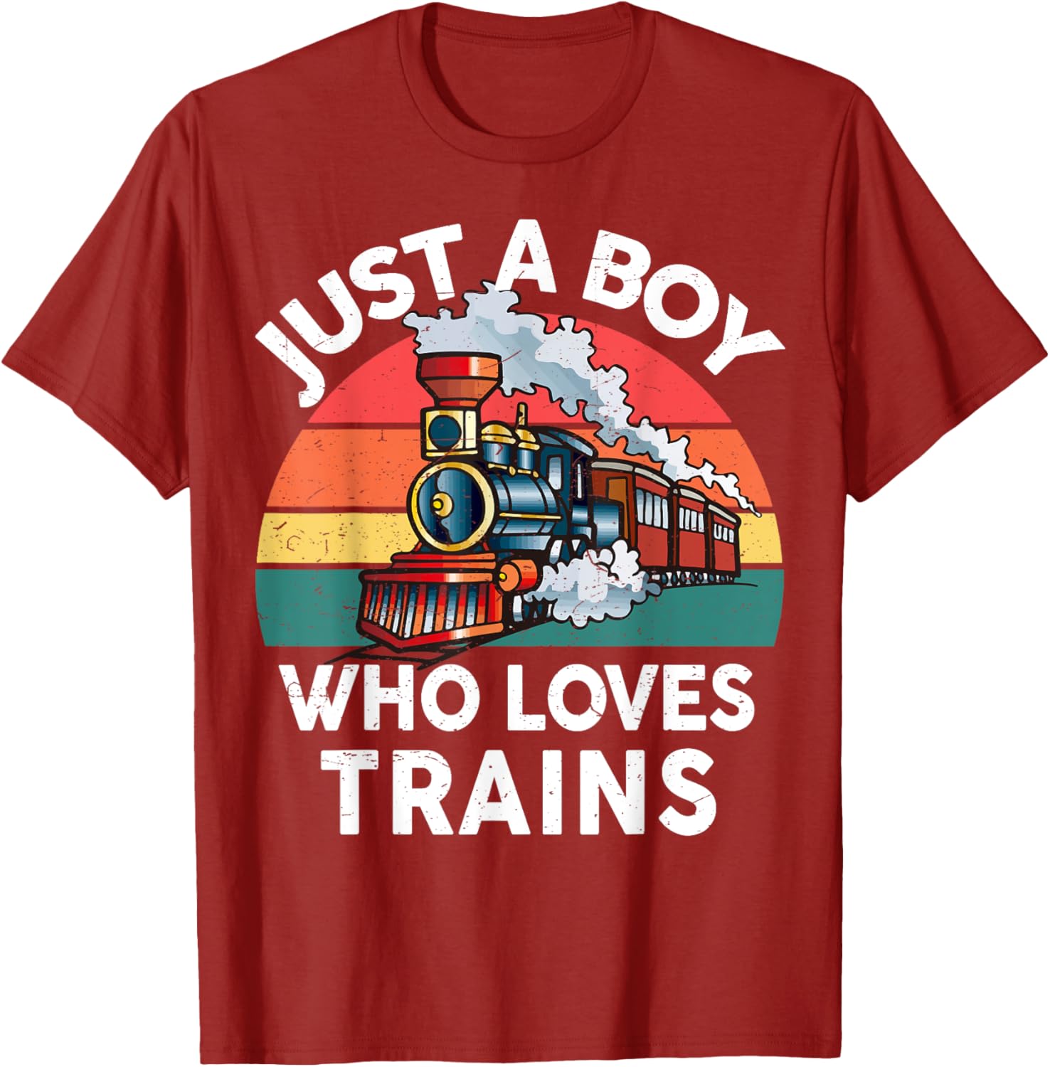 Funny Kids Train Lover T-Shirt Just A Boy Who Loves Trains Graphic Tee - 6