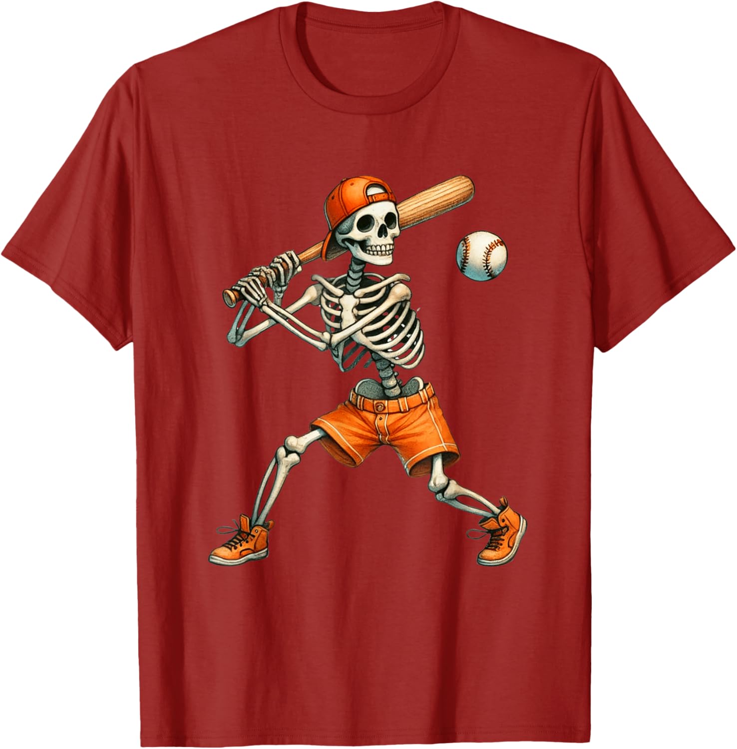 Funny Skeleton Baseball T-Shirt for Halloween Fun - Boys and Men Sizes - 19