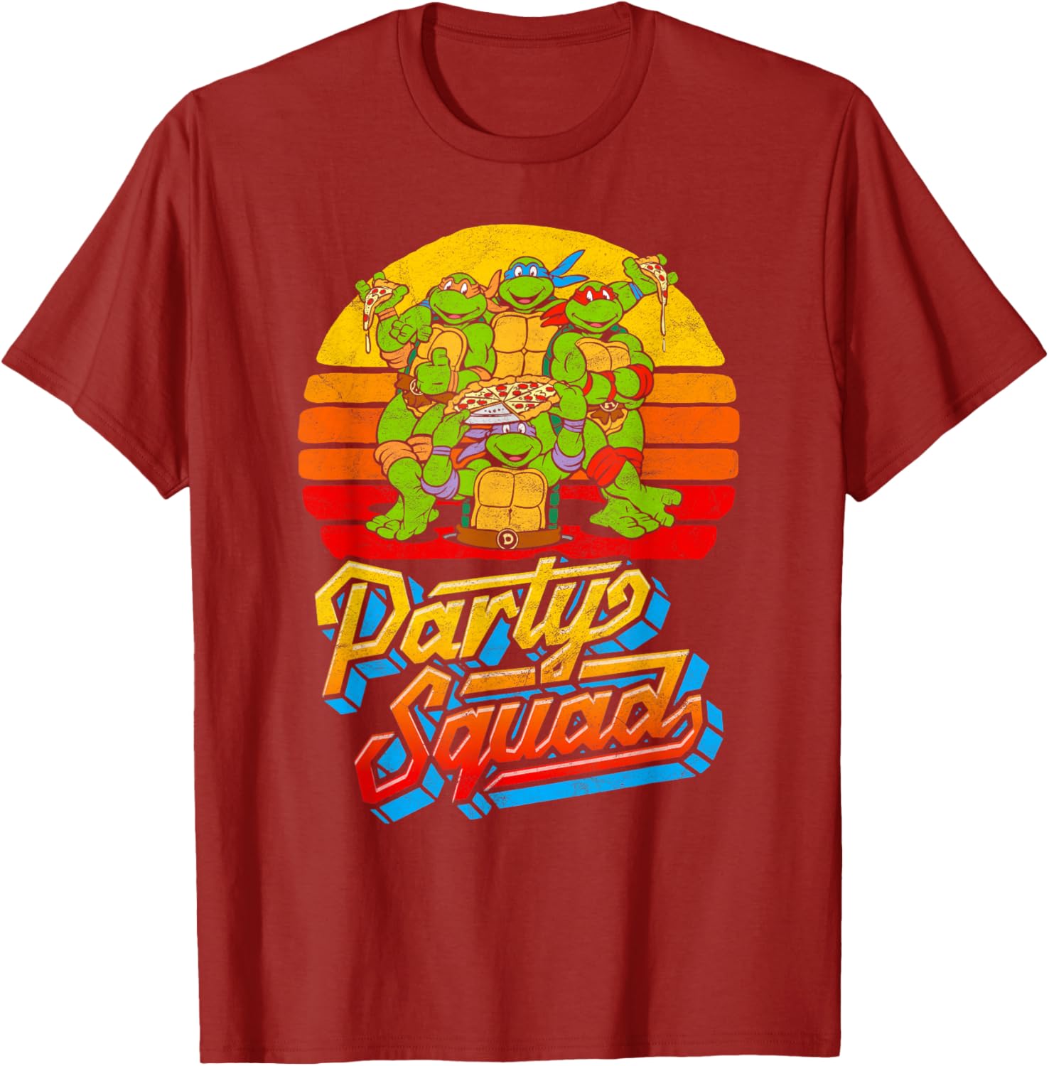 Mademark TMNT Vintage 80s Pizza Friends Distressed T-Shirt for Fans - 15