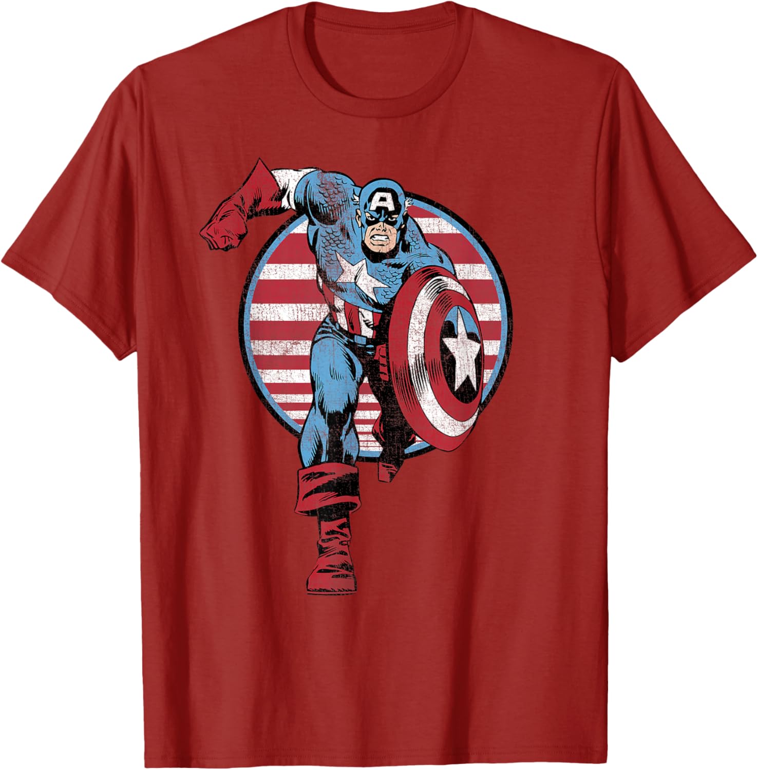 Vintage Captain America Retro Comic Circle T-Shirt for Fans - 12