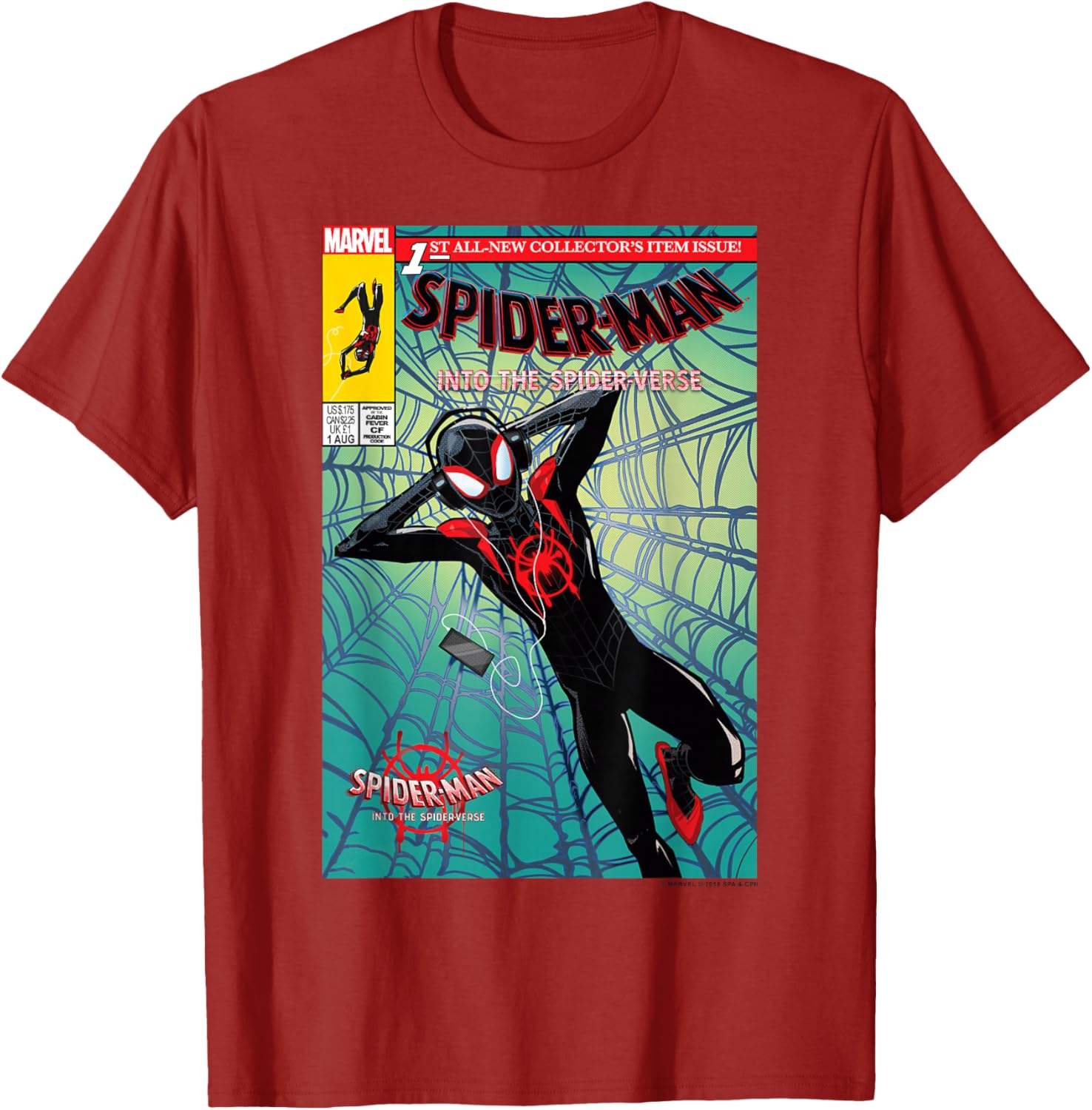 Classic Marvel Spider-Man Crew Neck T-Shirt Black 100% Cotton for Fans - 4