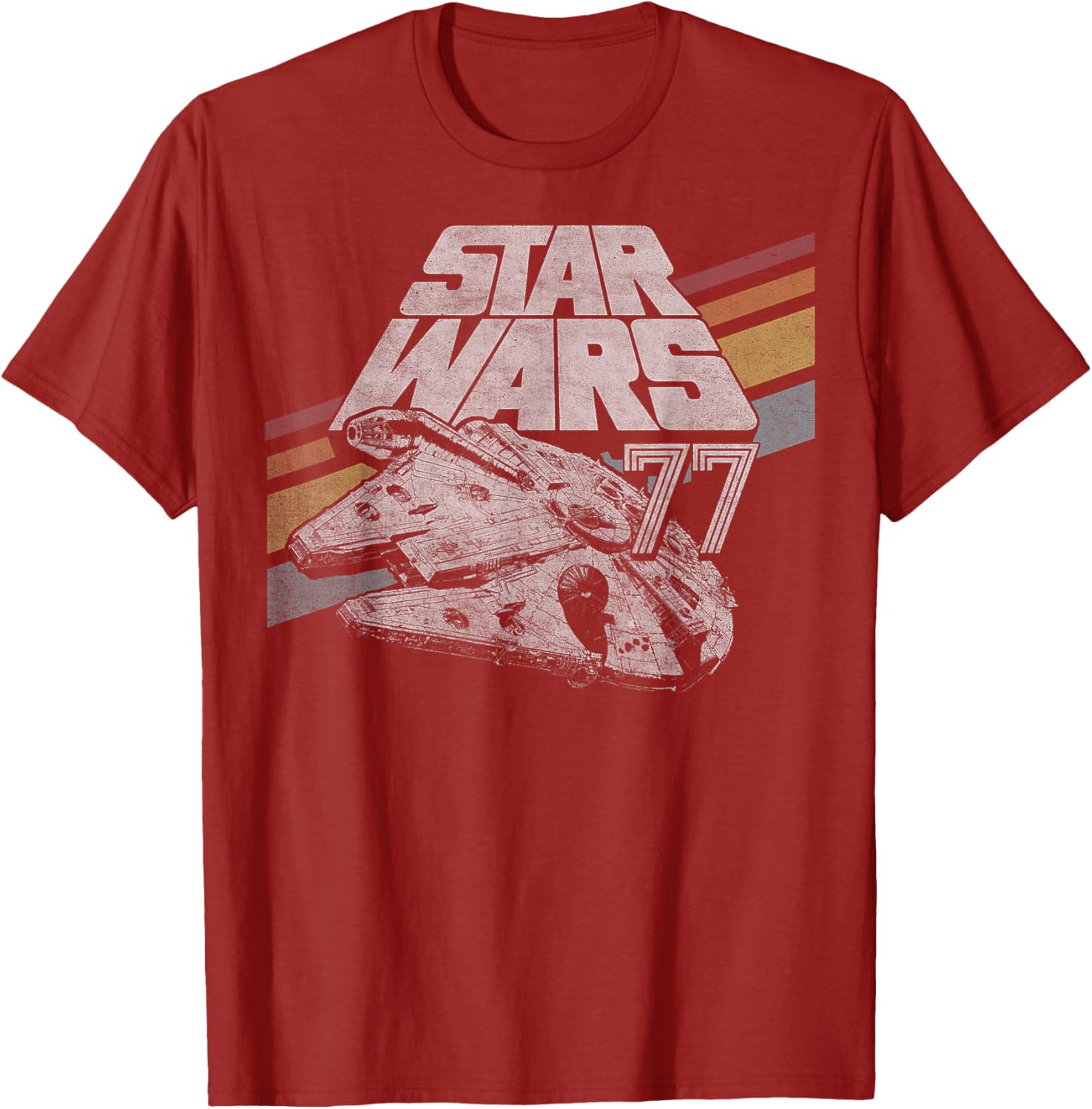 Retro Star Wars Millennium Falcon T-Shirt with Diagonal Stripes for Fans - 4