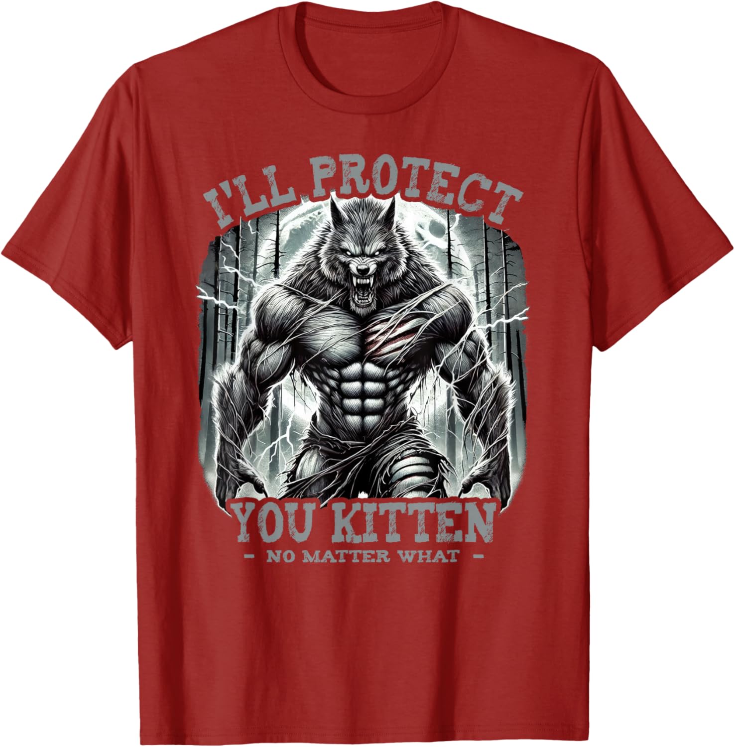 Funny Graphic Tee I'll Protect You Kitten Alpha Wolf T-Shirt for Pet Lovers - 17