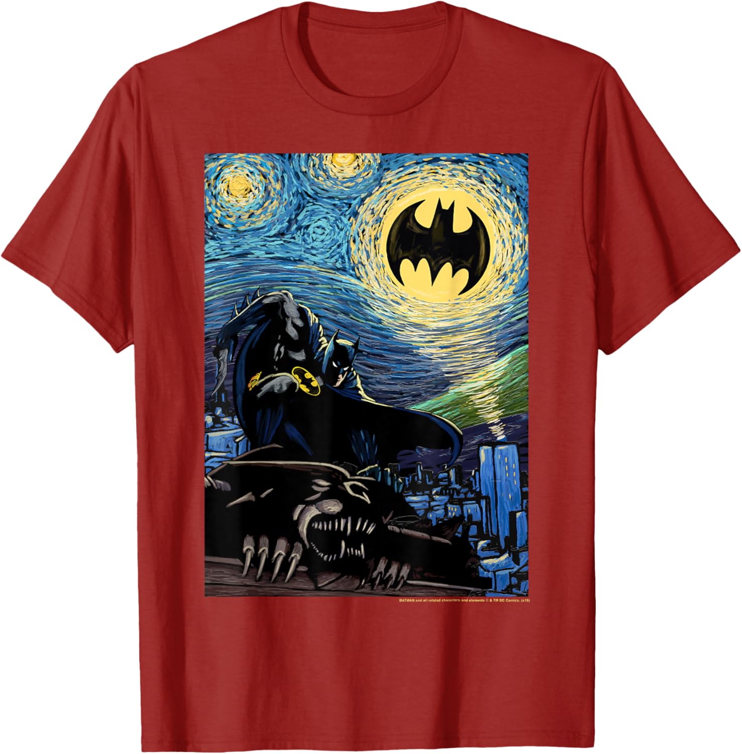DC Comics Batman Starry Night Style Poster T-Shirt for Fans and Collectors - 2