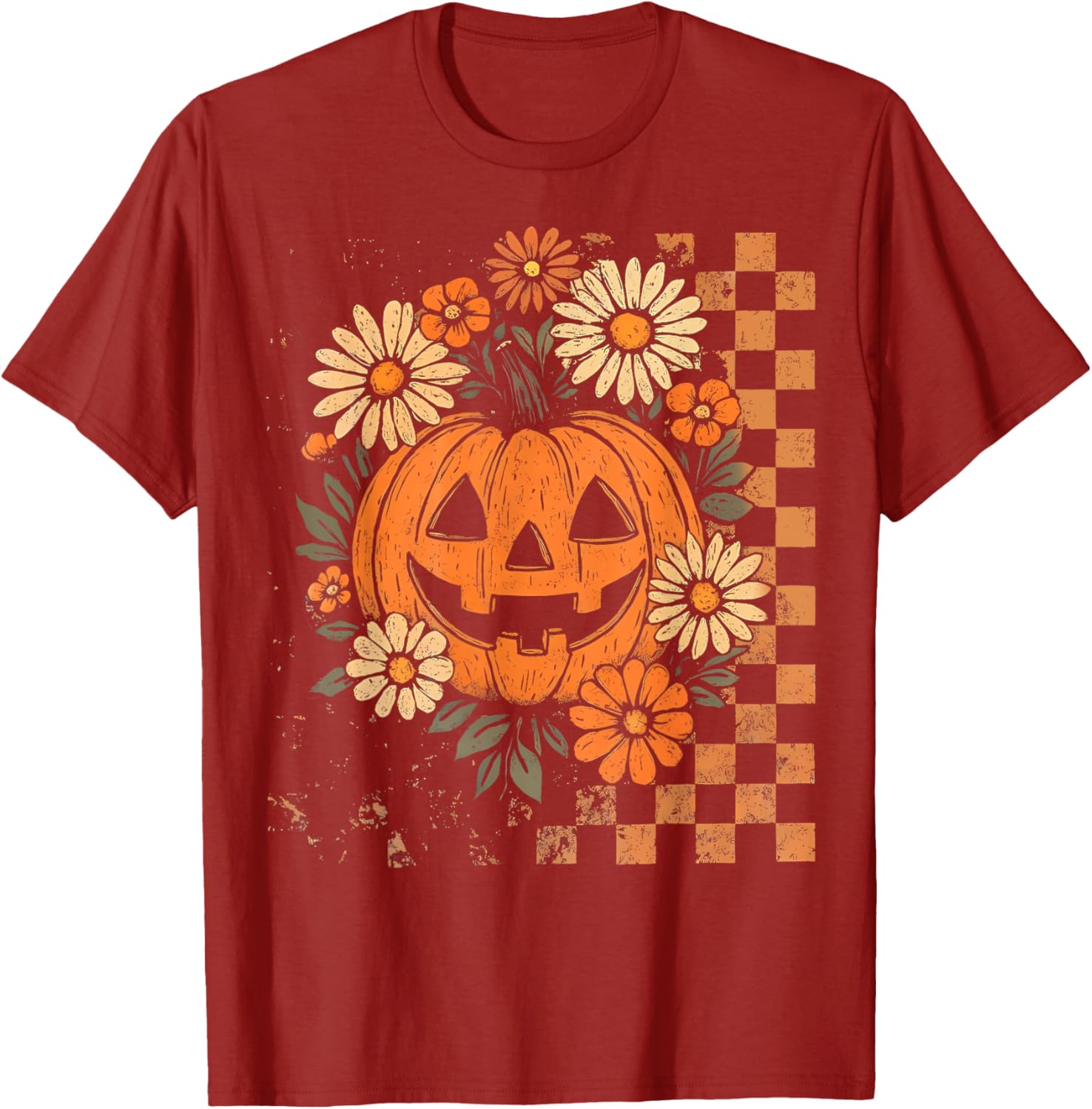 Vintage Floral Boho Pumpkin Halloween T-Shirt for Fall Fun - 26