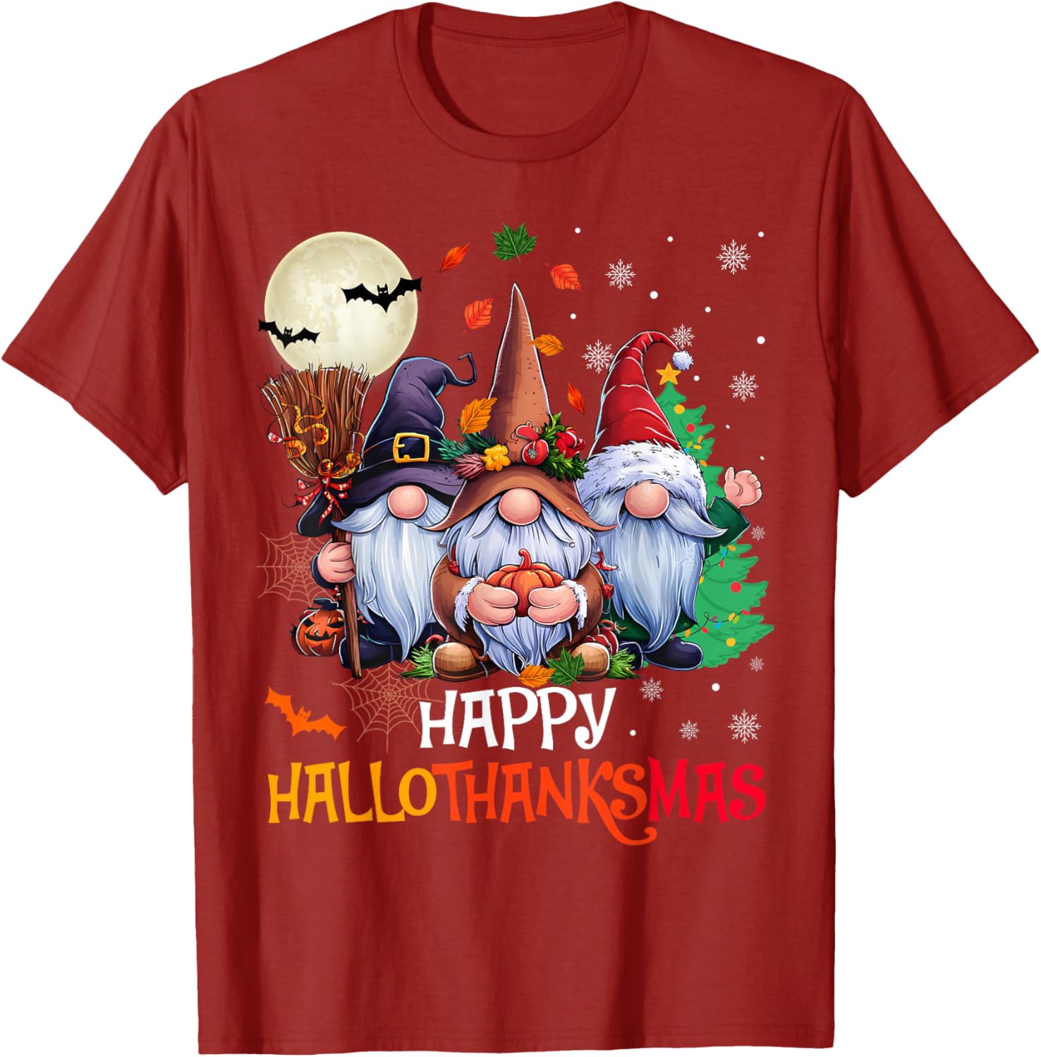 Happy Hallothanksmas Gnomes Lover T-Shirt for Halloween and Christmas - 10