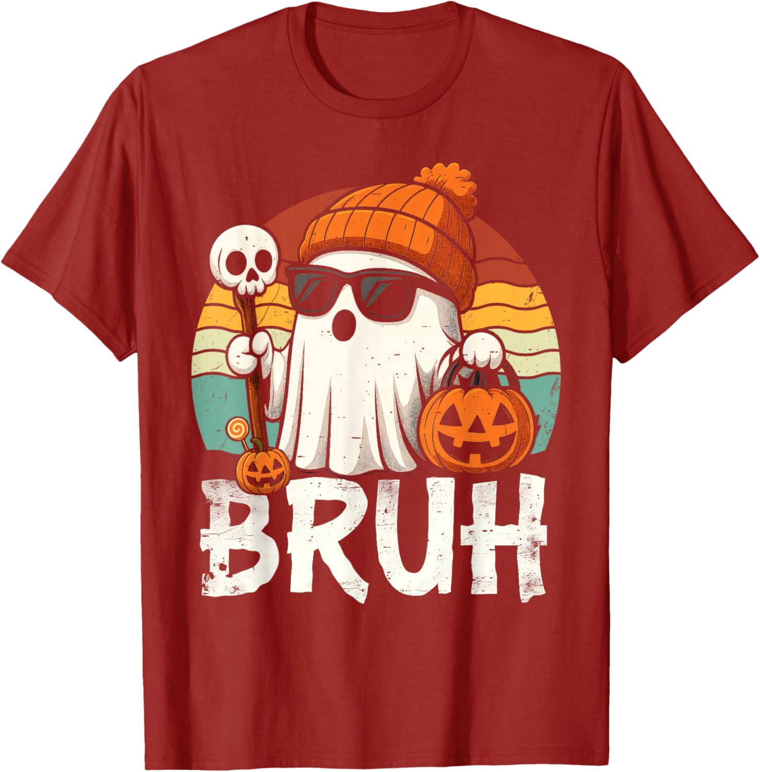 Cute Bruh Ghost Trick or Treat Kids T-Shirt for Halloween Fun - 14