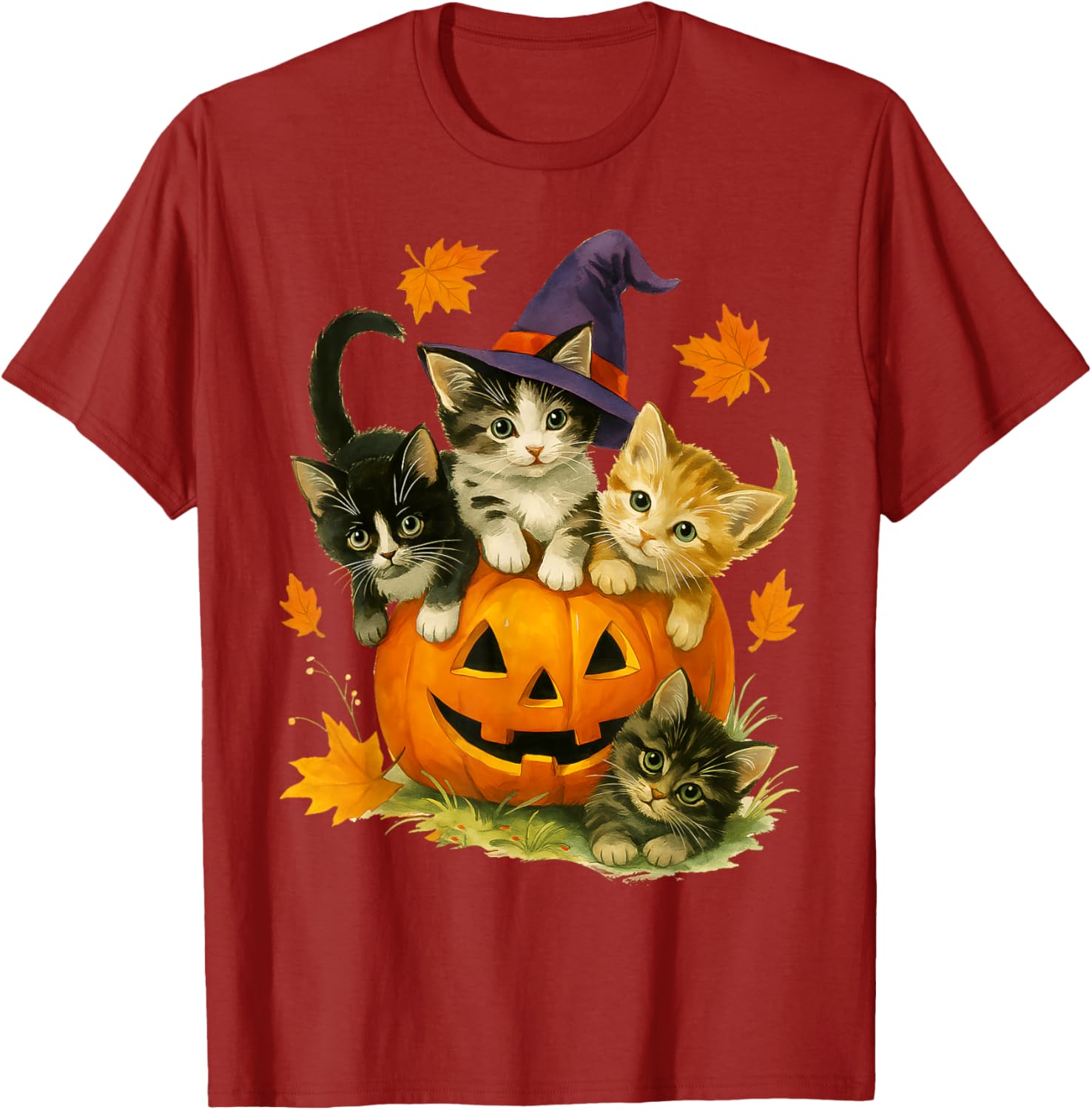 Cute Cat Pumpkin Halloween Vintage T-Shirt for Spooky Season Fun - 17