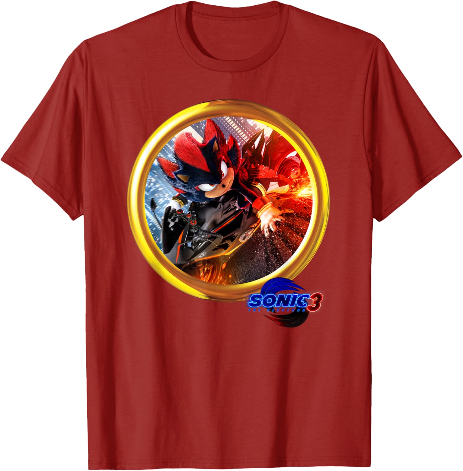 Sonic the Hedgehog 3 Shadow Motorcycle T-Shirt for Fans and Gamers - 5