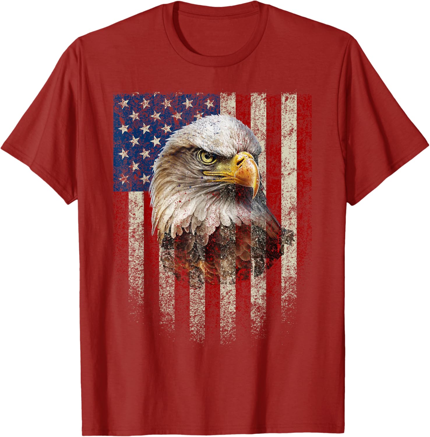 American Flag Bald Eagle T-Shirt Patriotic Red White Blue Apparel - 24