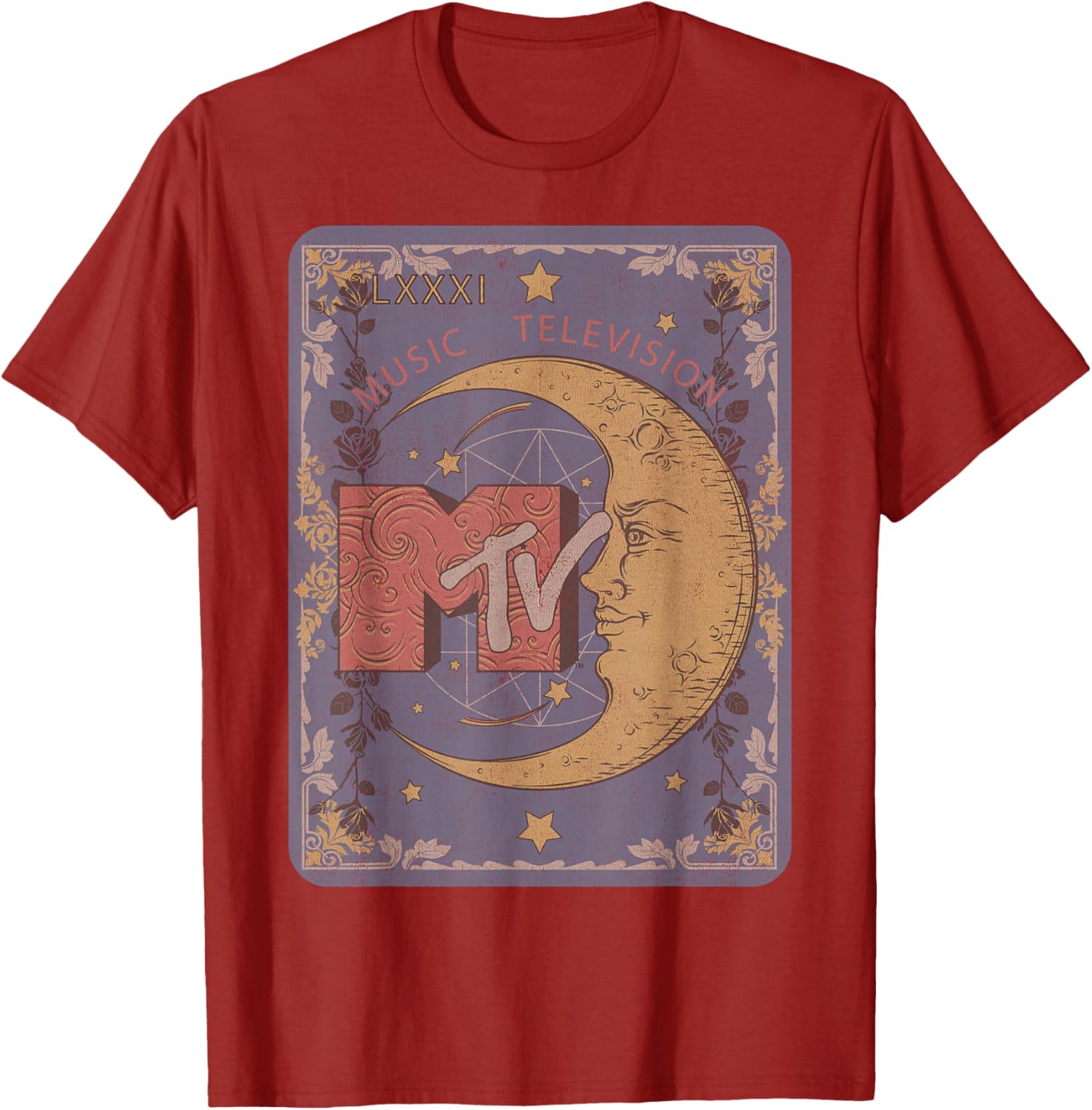 MTV Music Television Tarot Card T-Shirt with Crescent Moon Design - 3