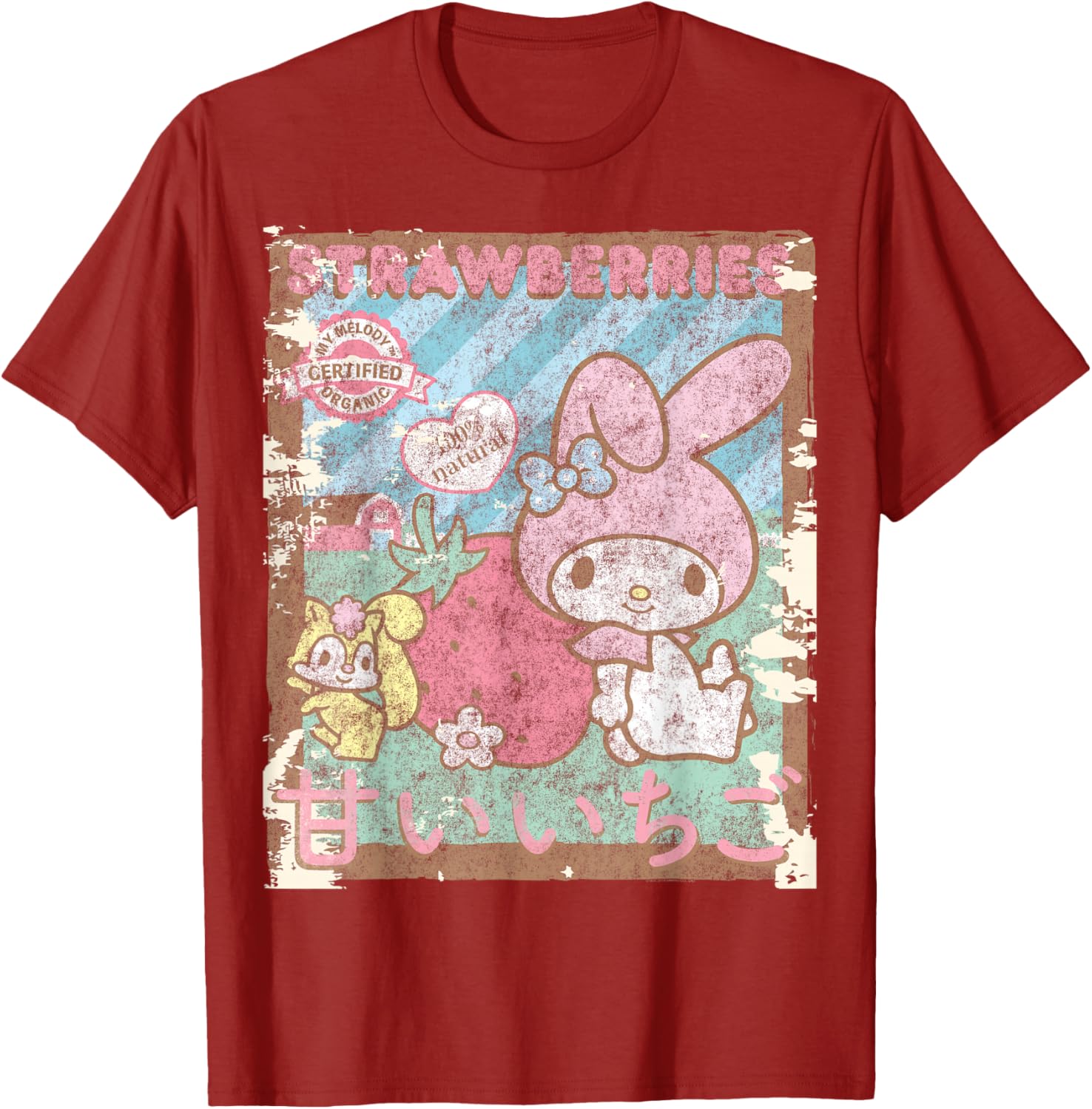 My Melody Strawberry Picking Short Sleeve T-Shirt for Fun Farm Days - 10