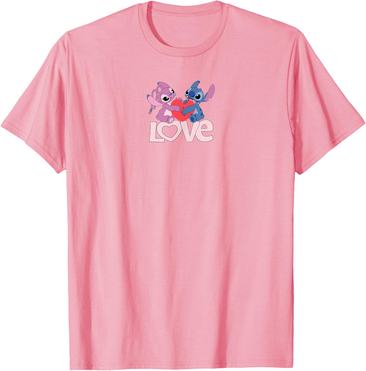 Cute Amazon Essentials Stitch and Angel Love Valentine's Day T-Shirt - 1