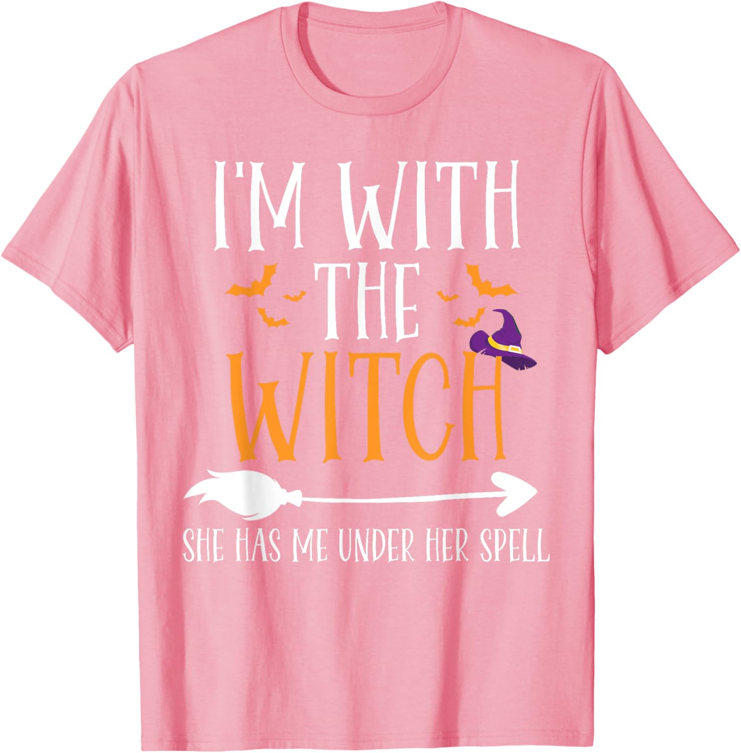 Funny I'm With The Witch Halloween Couples Costume T-Shirt for Fun Lovers - 5
