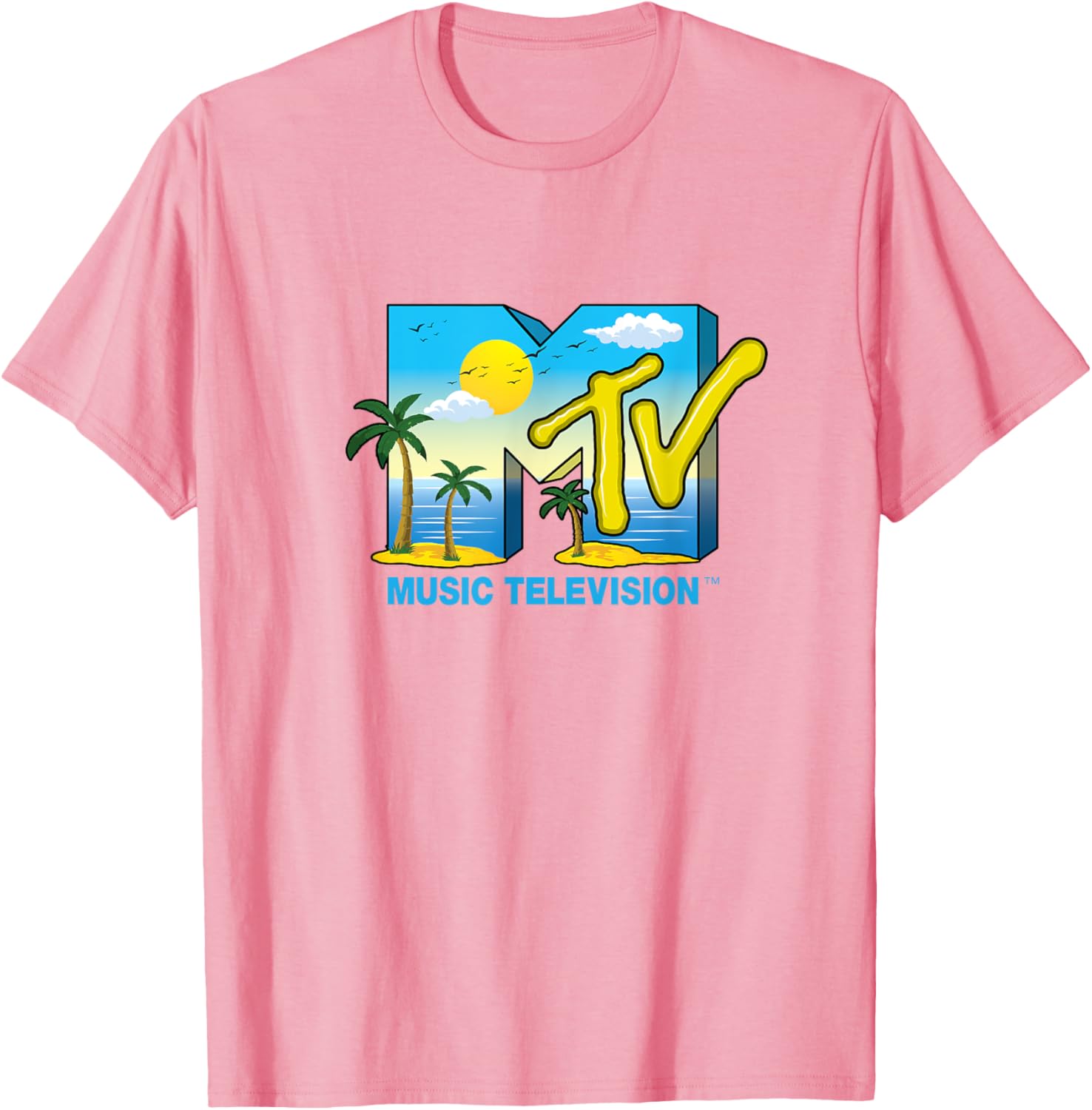 Mademark x MTV Official Logo T-Shirt with Palm Trees and Beach Vibes - 15