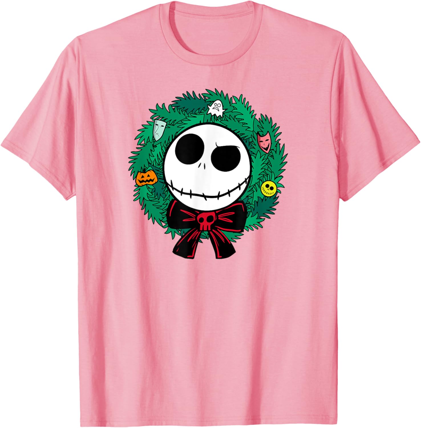 Festive Men's Nightmare Before Christmas Blue Wreath T-Shirt, Small - 5