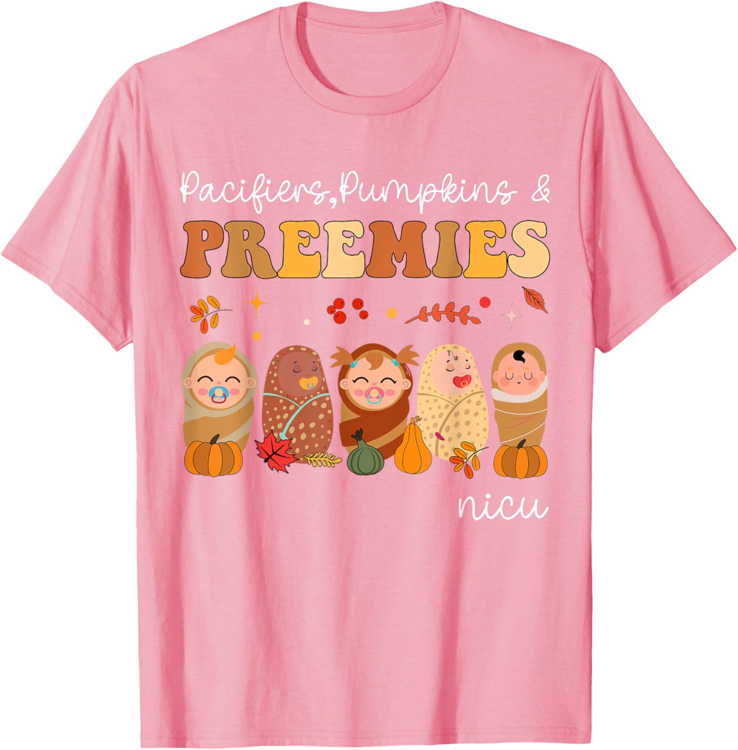 Cute Pumpkin Design NICU Nurse Halloween T-Shirt for Preemies and Caregivers - 7