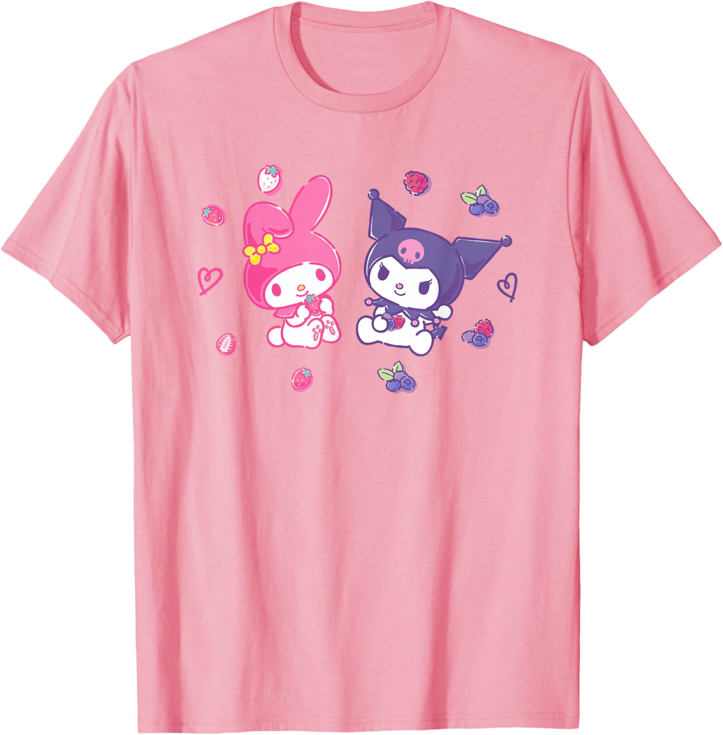 Sanrio Kuromi and My Melody Berry T-Shirt for Kids, Small Black Design - 2