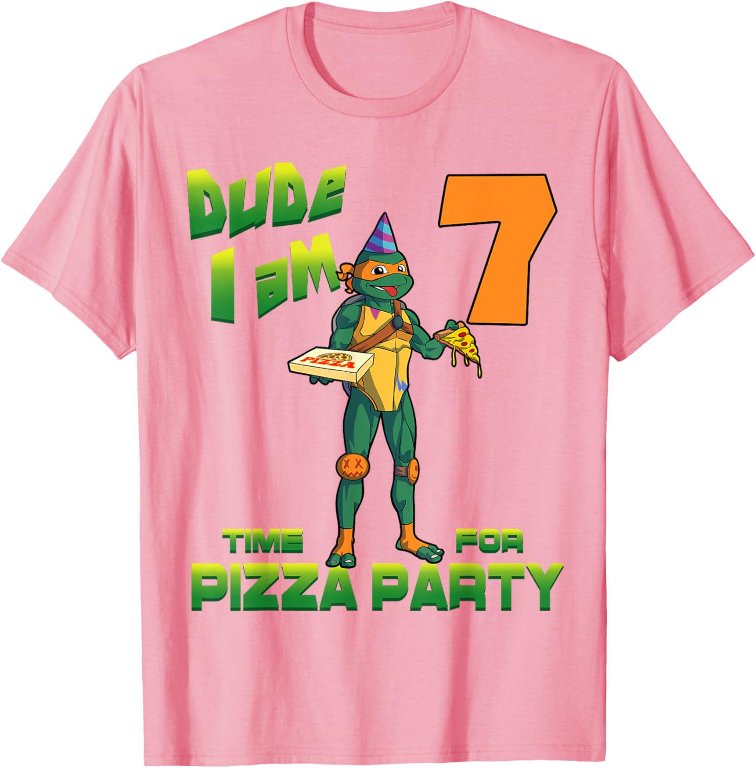 Mademark TMNT Michelangelo Pizza Party T-Shirt for 7 Year Olds - 15