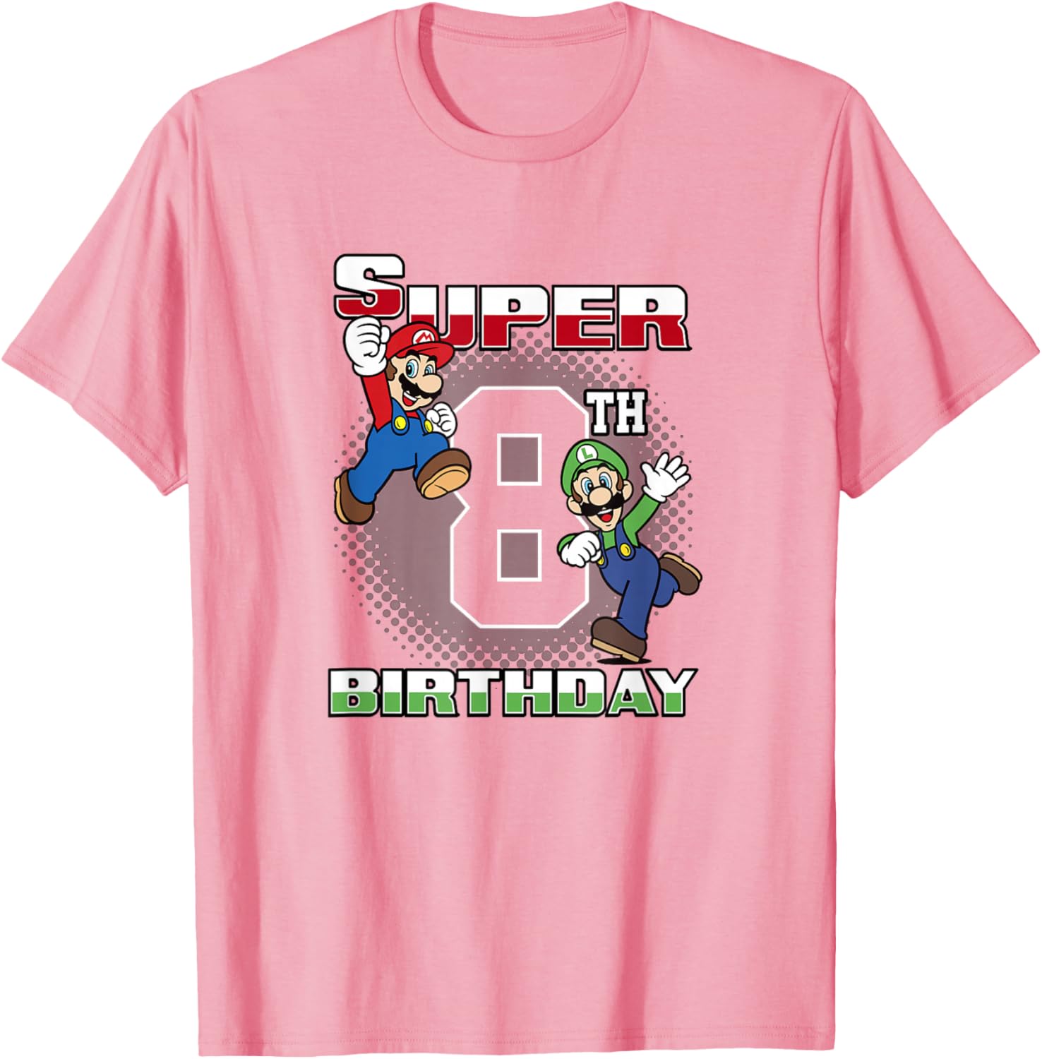 Super Mario Bros Birthday T-Shirt for 8th Birthday Fun with Mario & Luigi - 1