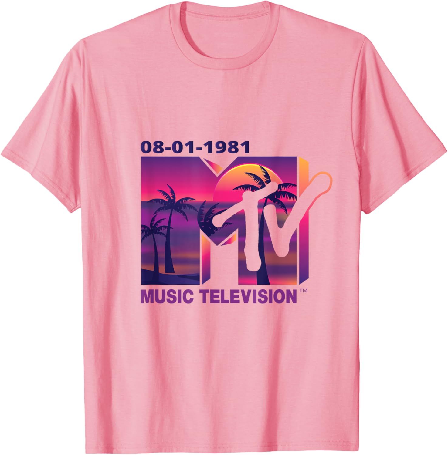 Mademark x MTV 1981 Logo T-Shirt with Purple Palms in Sunset Design - 20