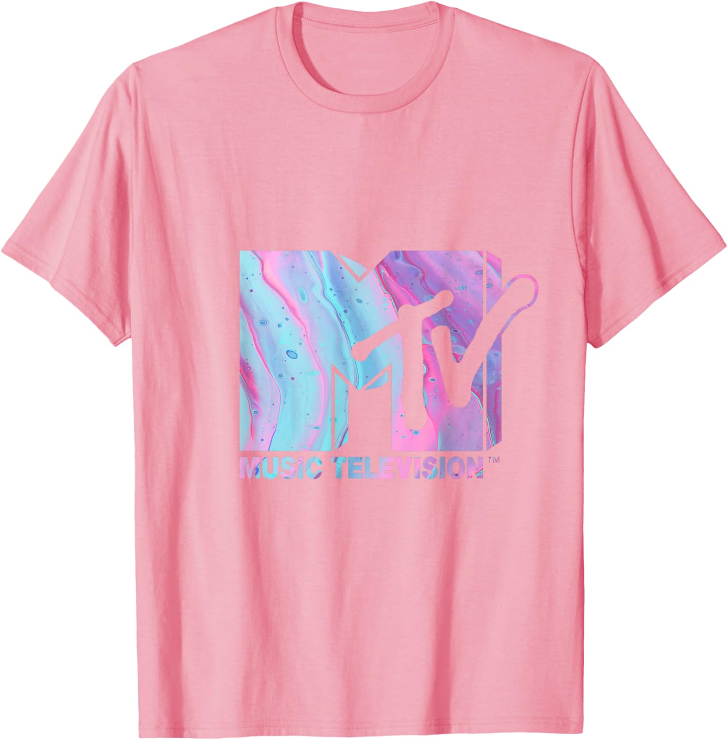 Mademark x MTV Fluid Logo T-Shirt in Pink and Blue for Stylish Wear - 3