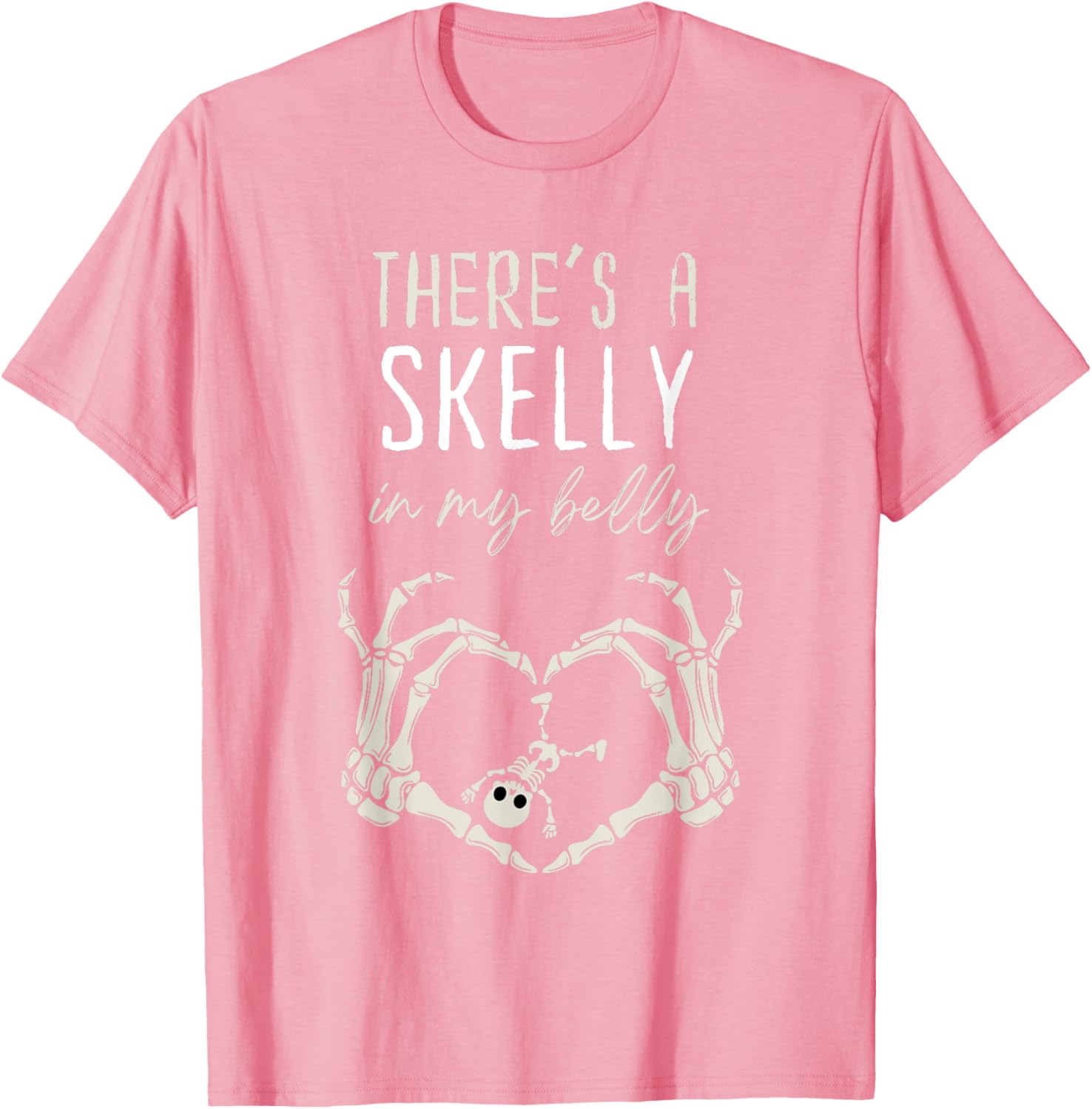 Funny Skeleton Skelly in My Belly Pregnant Halloween T-Shirt for Moms - 10