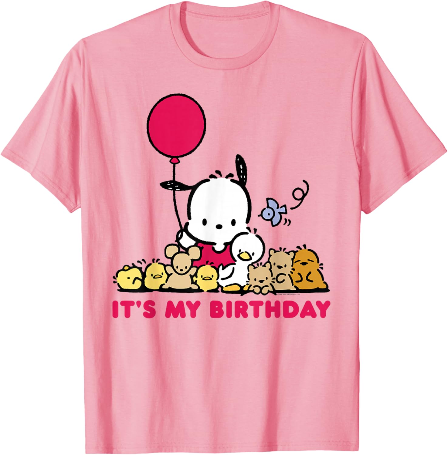 Pochacco Birthday T-Shirt for Adults, Grey Short Sleeve Classic Fit - 7