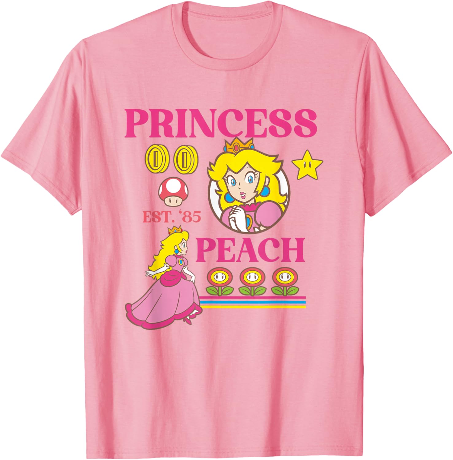 Super Mario Fire Flower Princess Peach Power Up T-Shirt for Gamers - 5